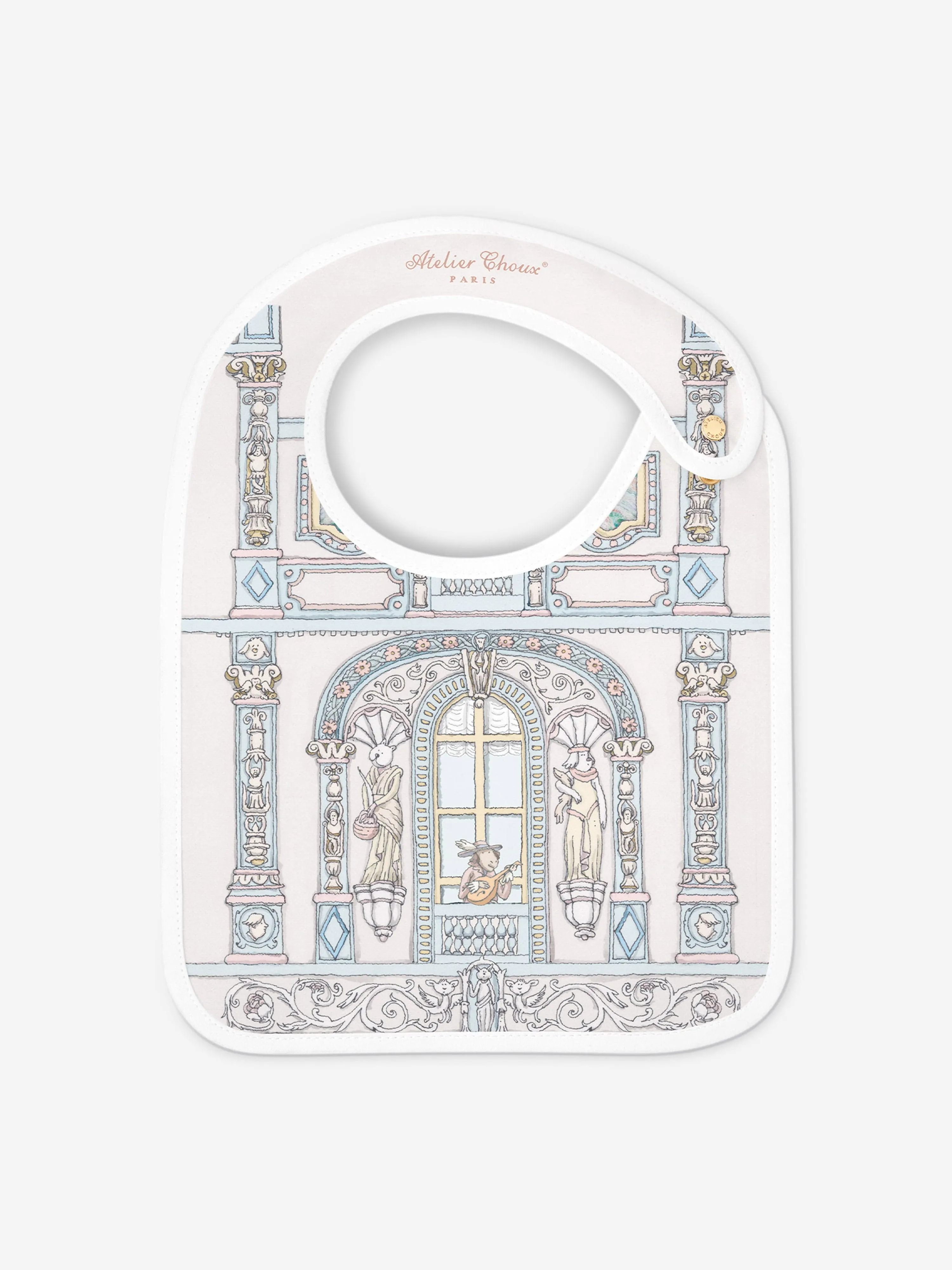 Atelier Choux Baby Boys Chteau Choux Satin Bib in Blue