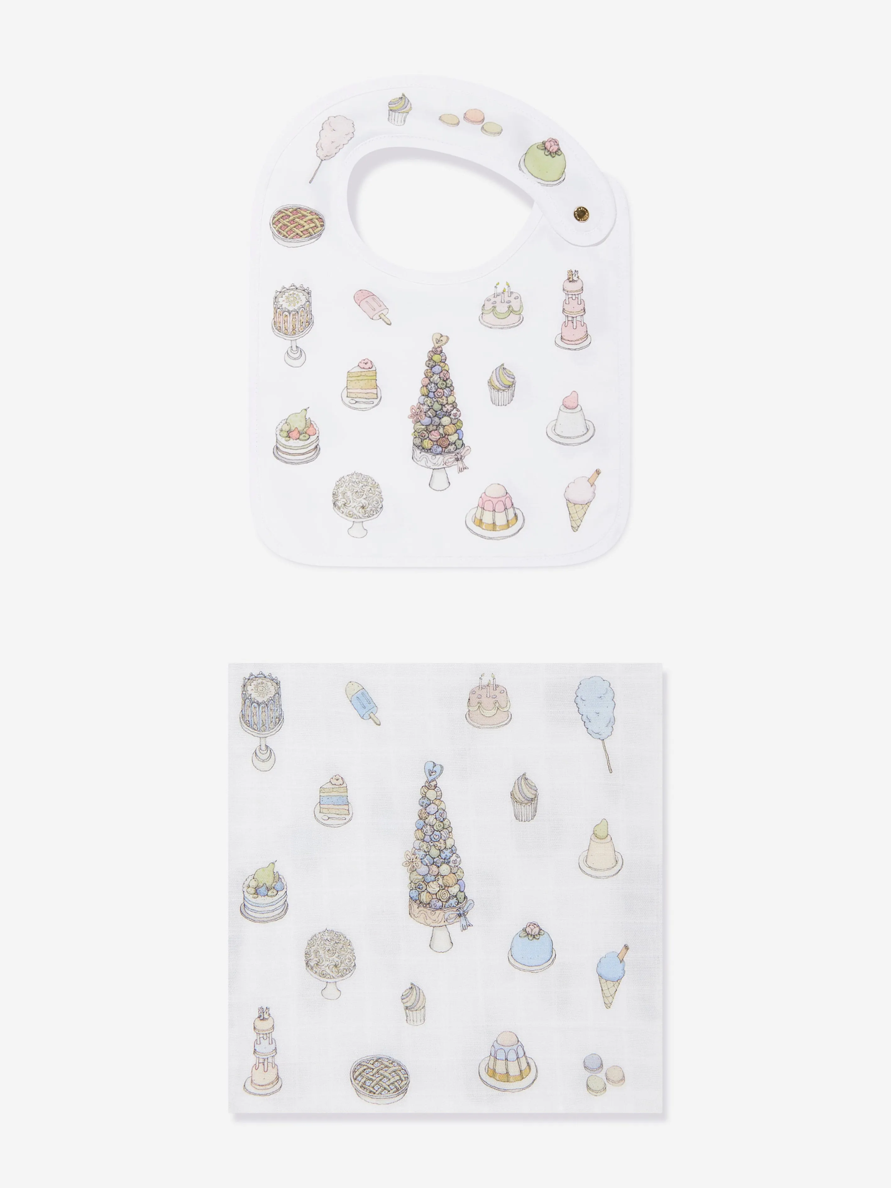 Atelier Choux Baby Boys Sweetie Pie Carr and Satin Bibs Set in Blue