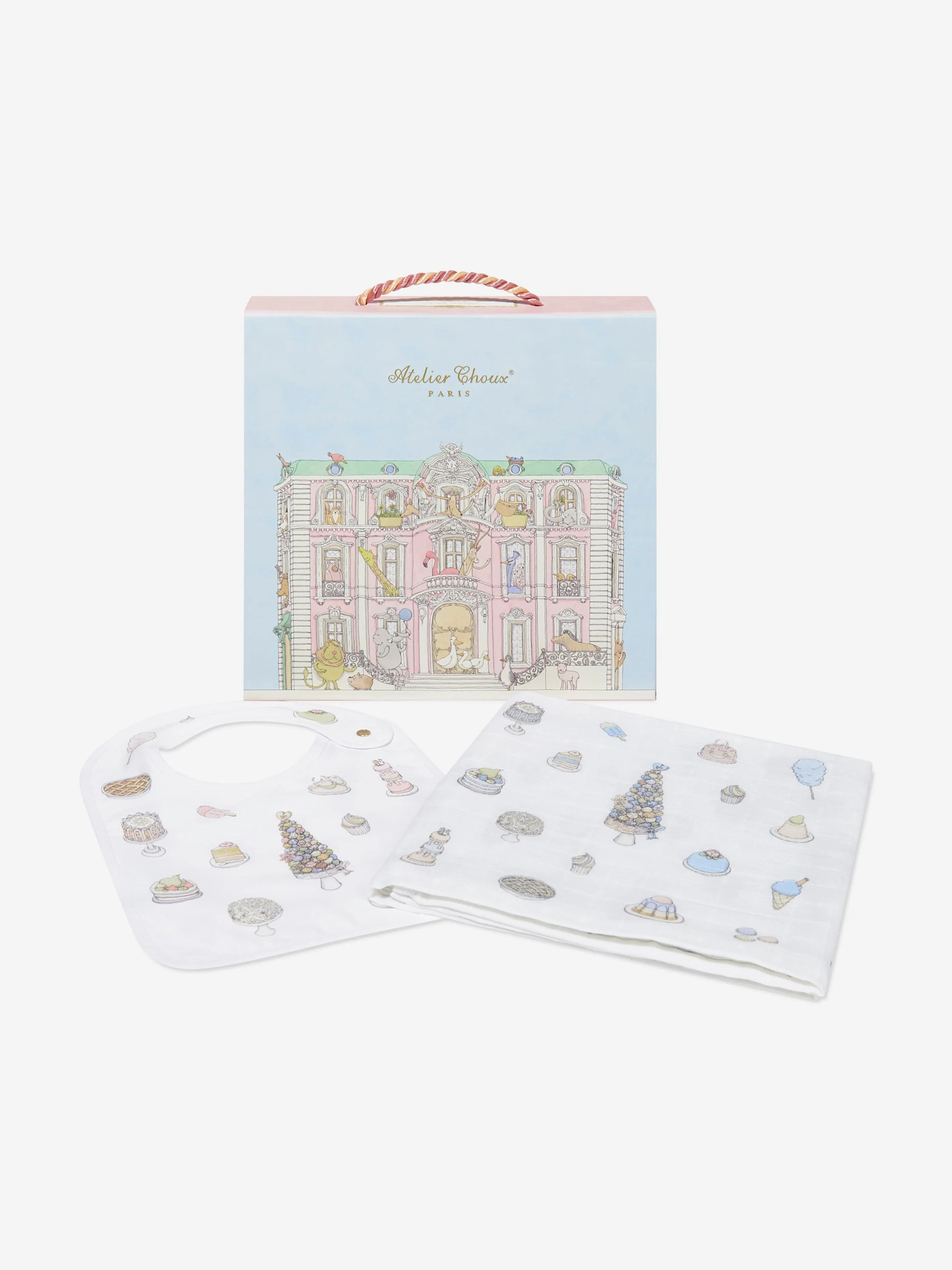 Atelier Choux Baby Boys Sweetie Pie Carr and Satin Bibs Set in Blue