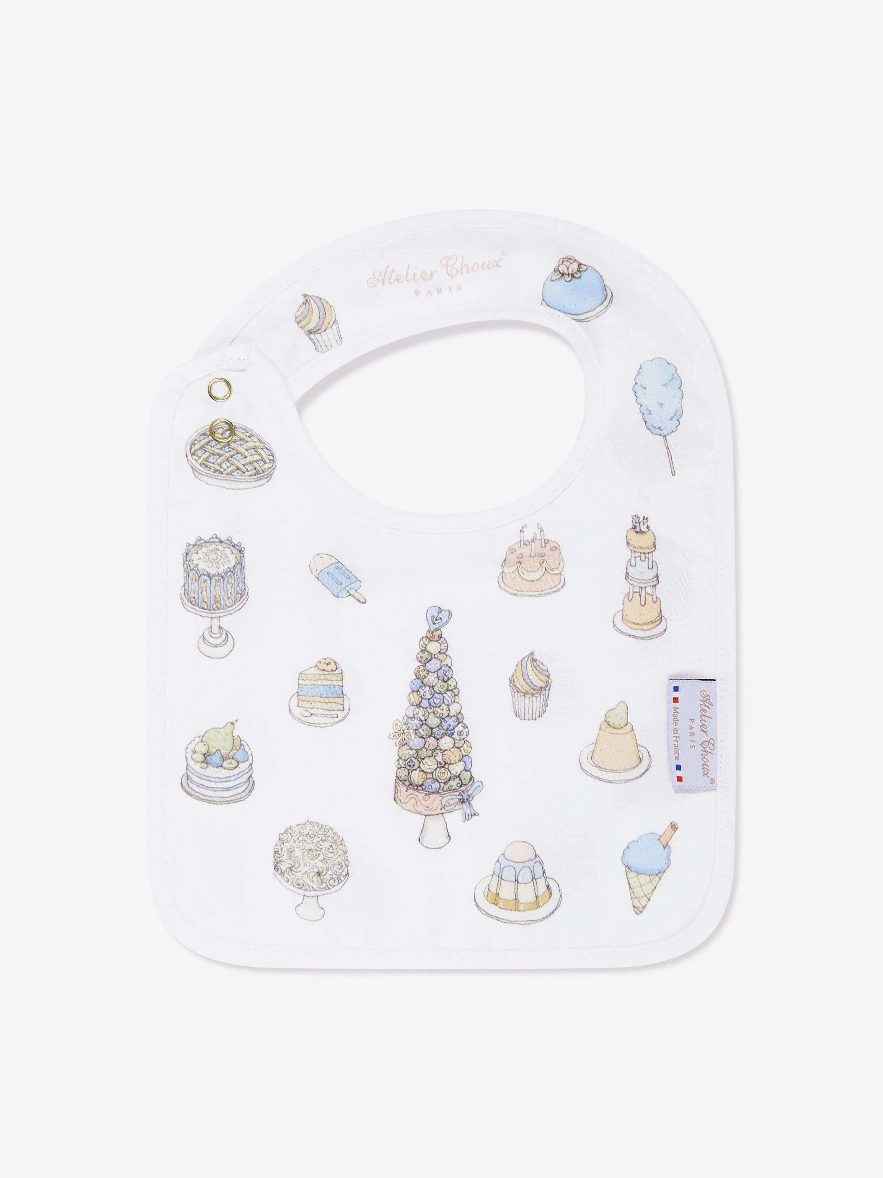 Atelier Choux Baby Boys Sweetie Pie Carr and Satin Bibs Set in Blue