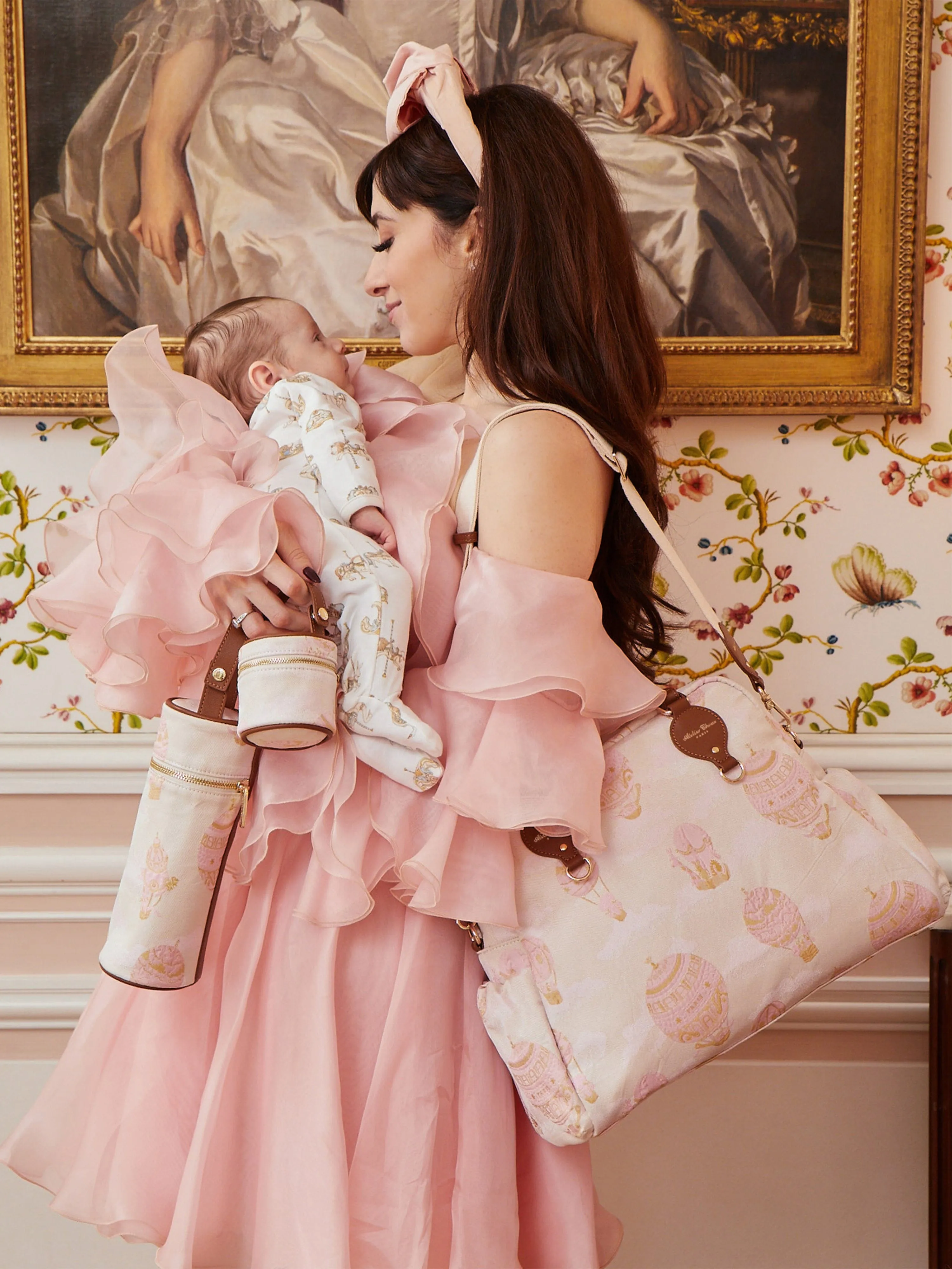 Atelier Choux Baby Hot Air Balloons Changing Bag in Pink (38cm)