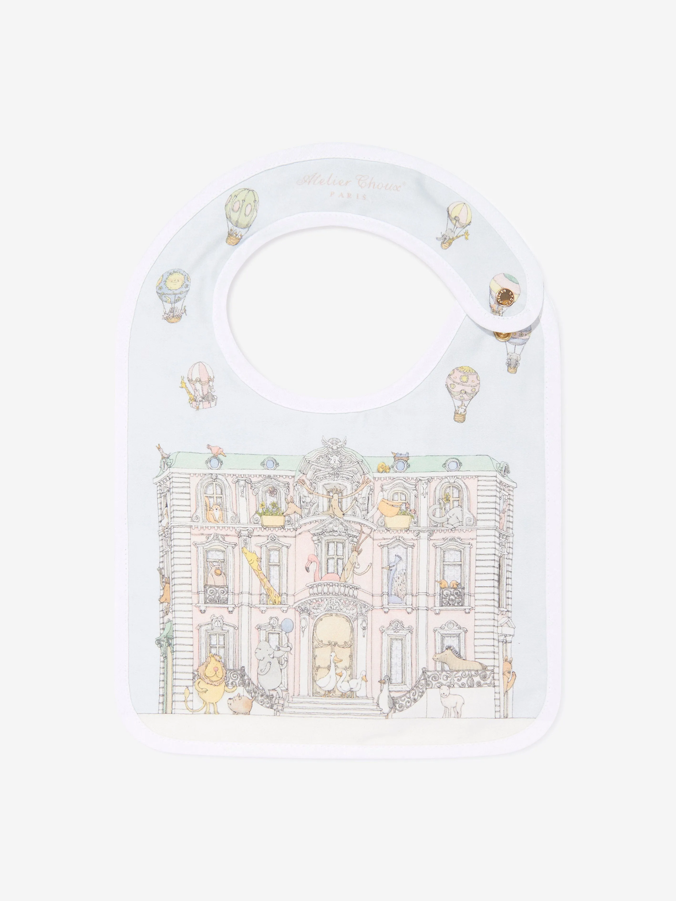 Atelier Choux Baby Monceau Mansion Swaddle And Satin Bib Set in Blue
