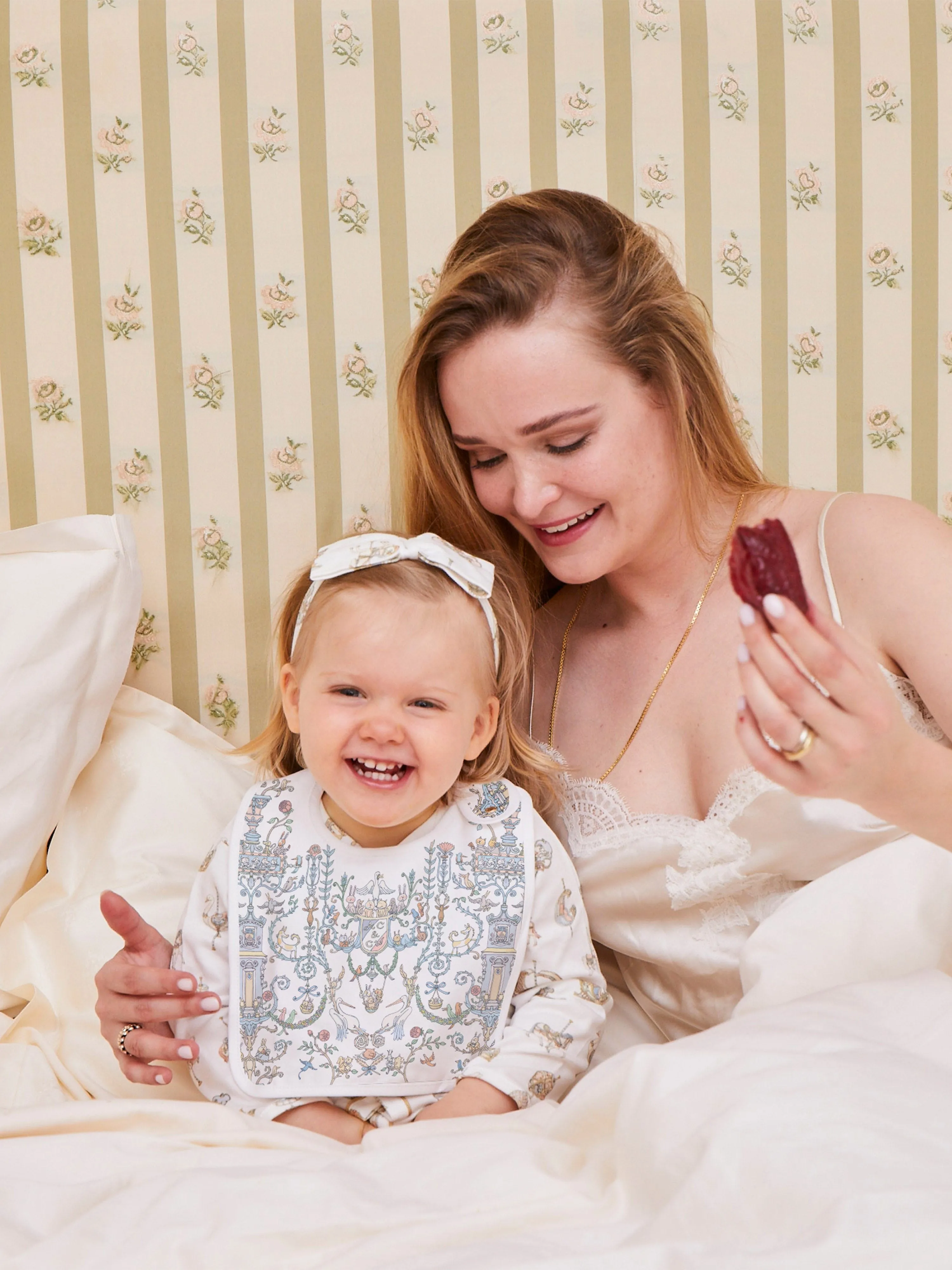 Atelier Choux Baby Satin Toile De Jouy Atelier Choux & Caitlin Wilson Bib in Blue