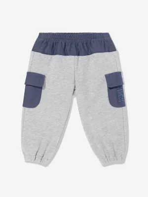 Baby Boys Denim and Jersey Joggers in Grey