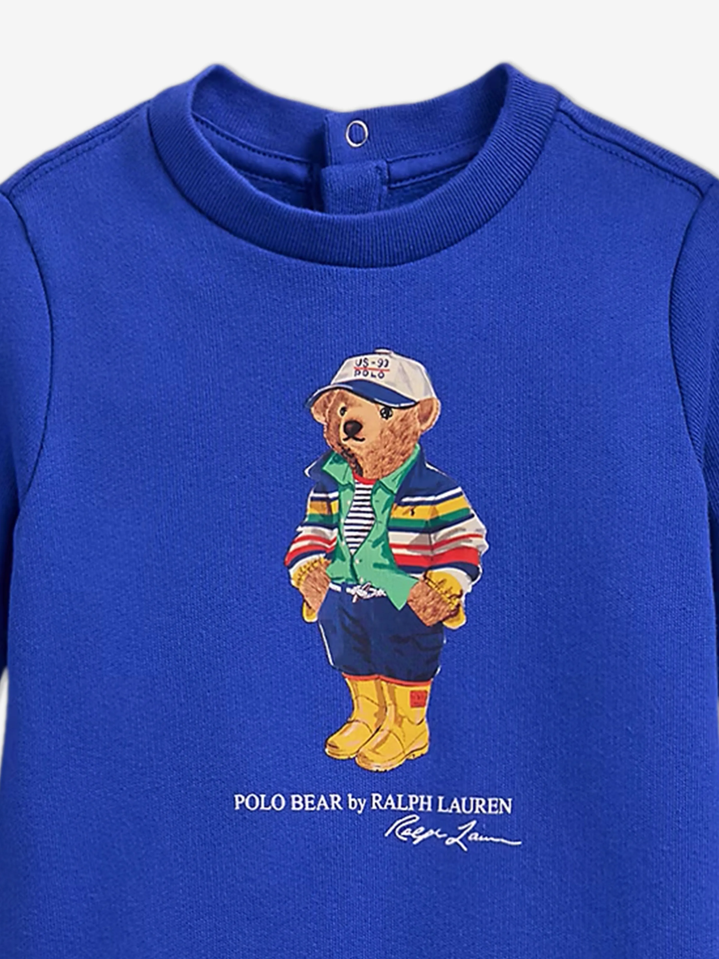 Baby Boys Polo Bear Fleece Coverall in Blue