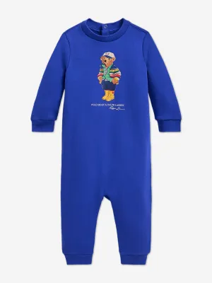 Baby Boys Polo Bear Fleece Coverall in Blue