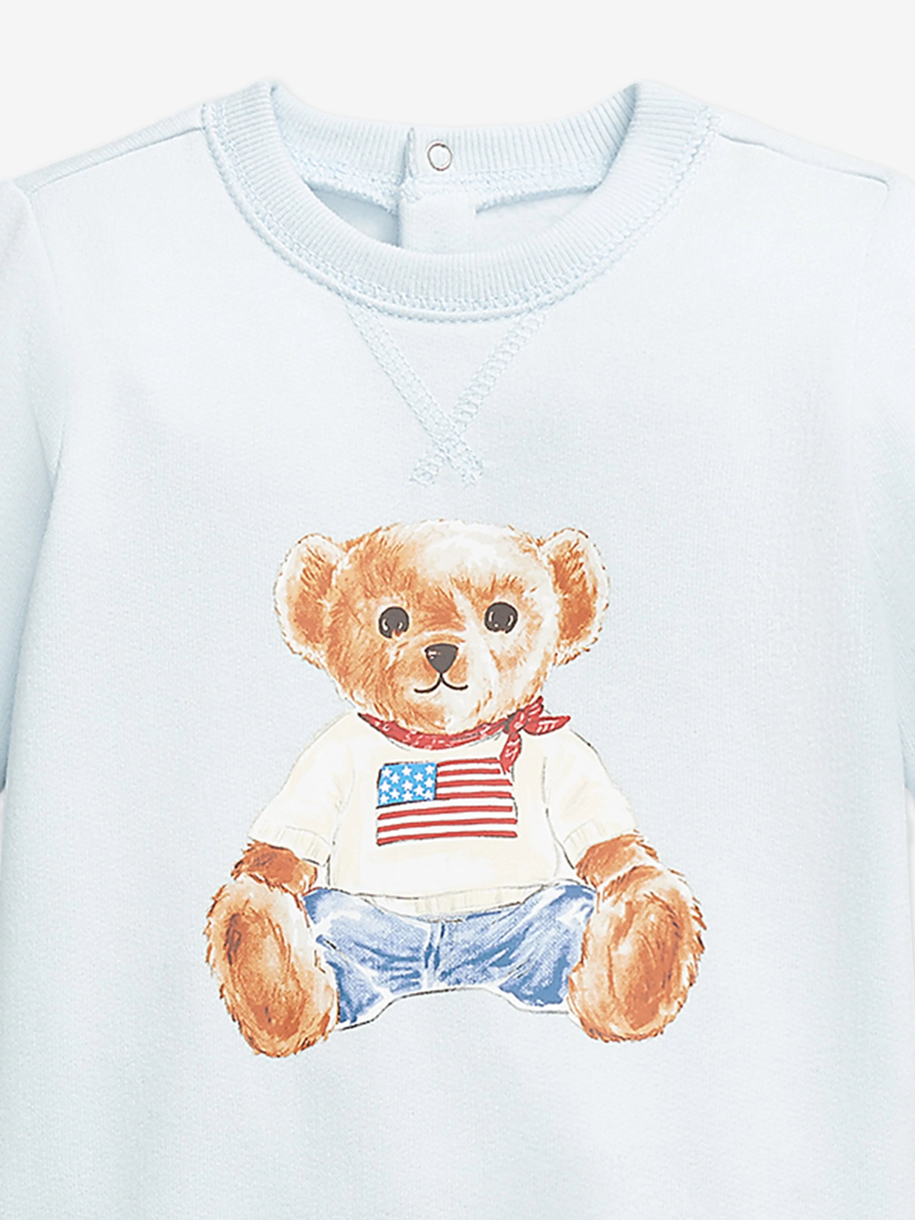 Baby Boys Polo Bear Romper in Blue