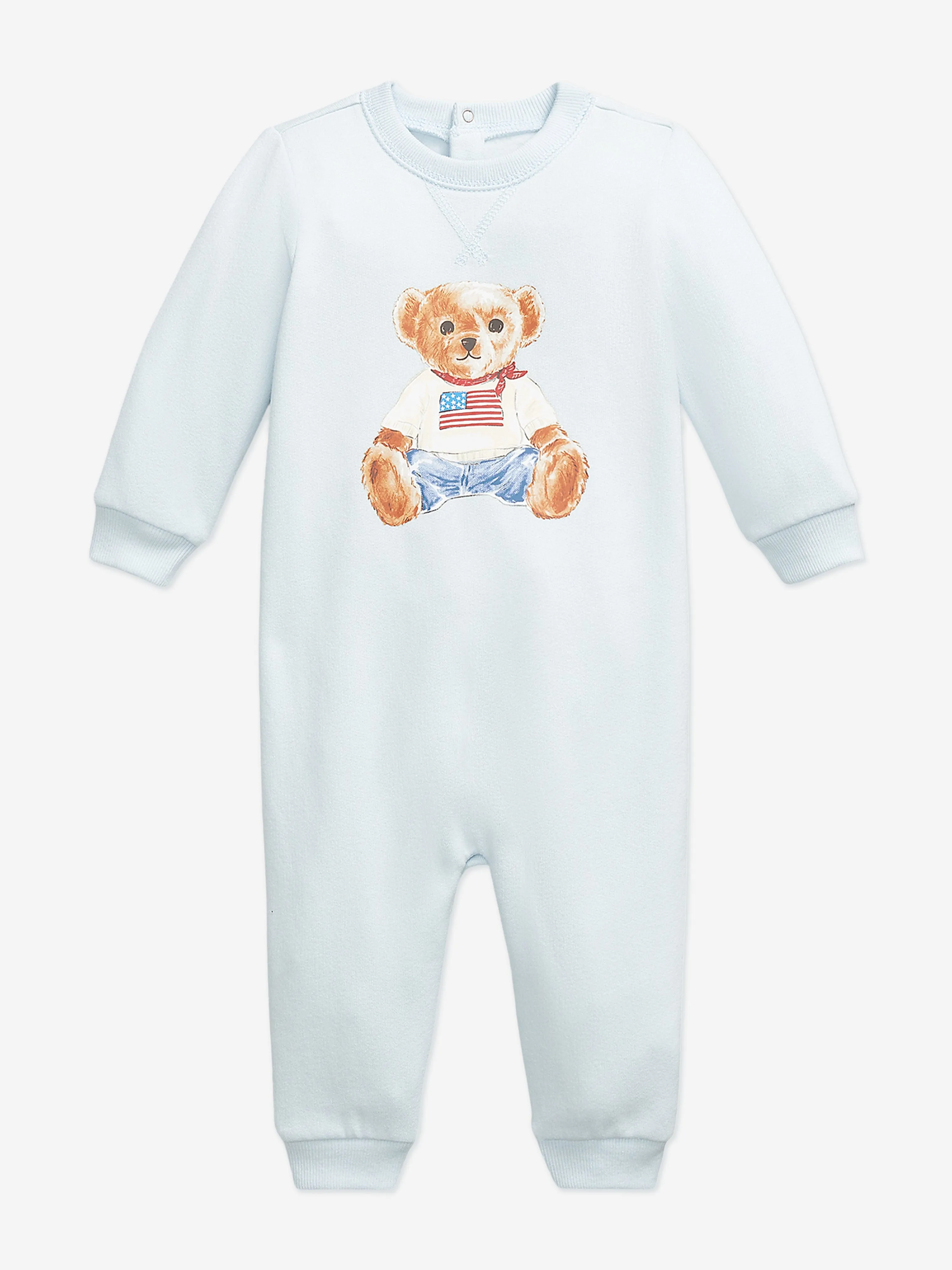 Baby Boys Polo Bear Romper in Blue
