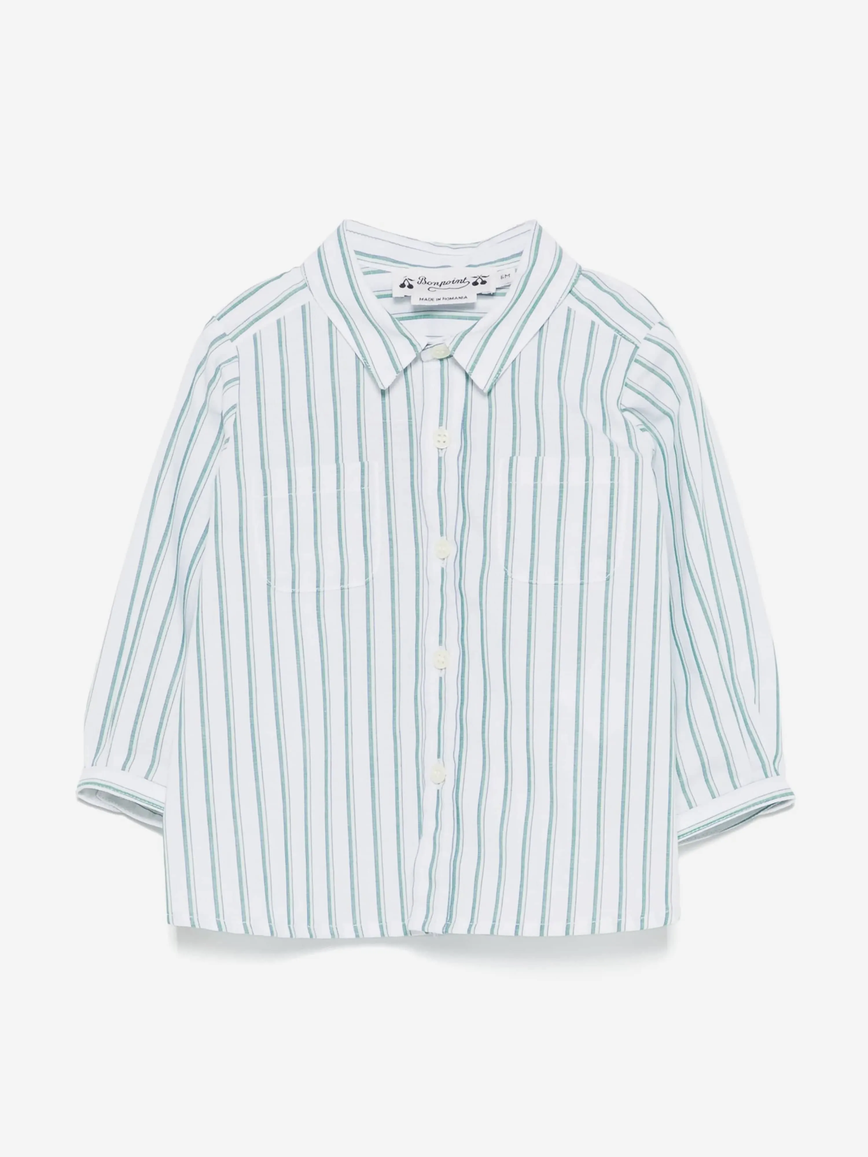 Baby Boys Striped Mico Shirt in Green