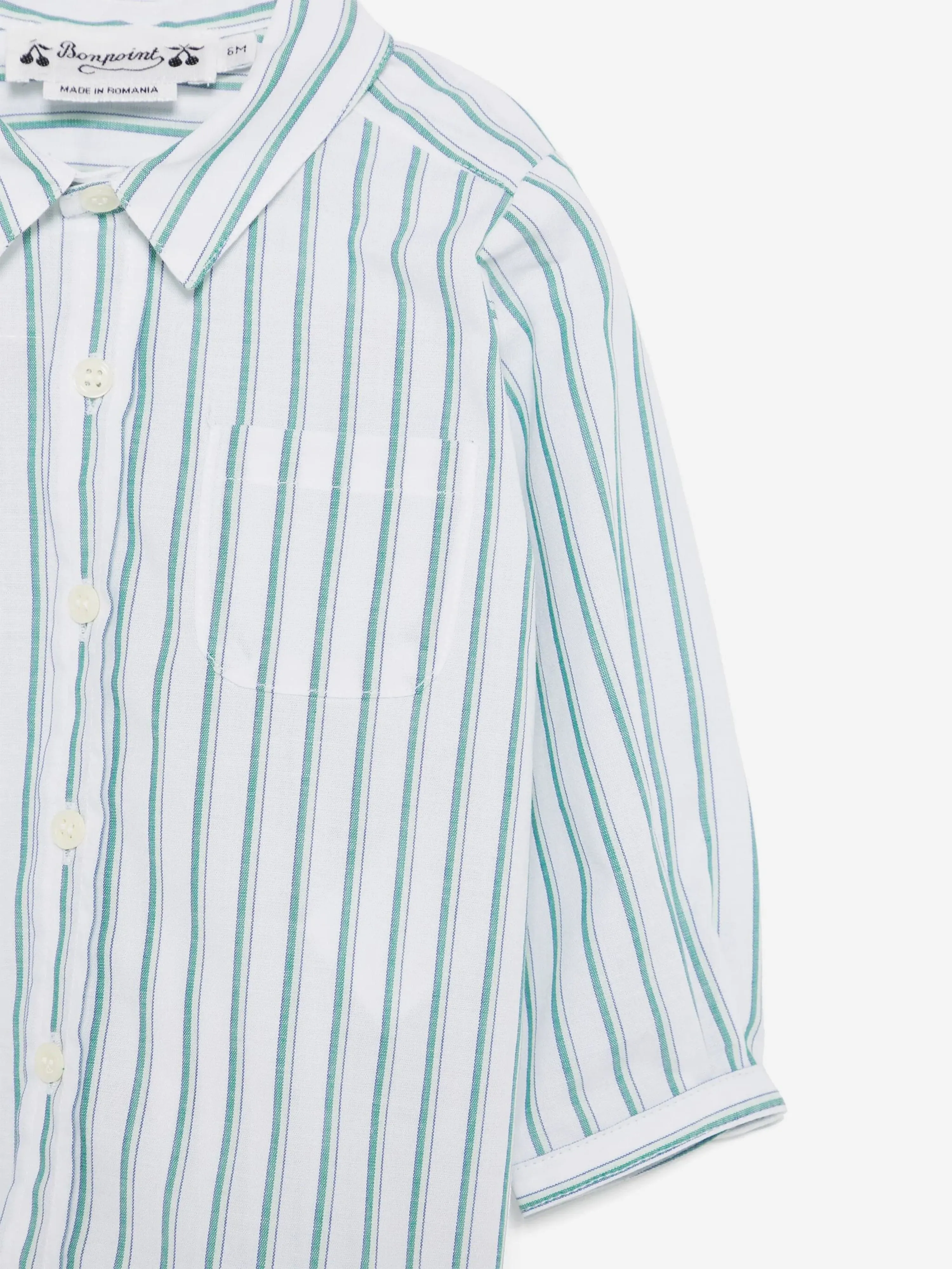 Baby Boys Striped Mico Shirt in Green