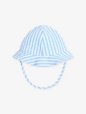 Baby Boys Striped Seersucker Hat in Blue