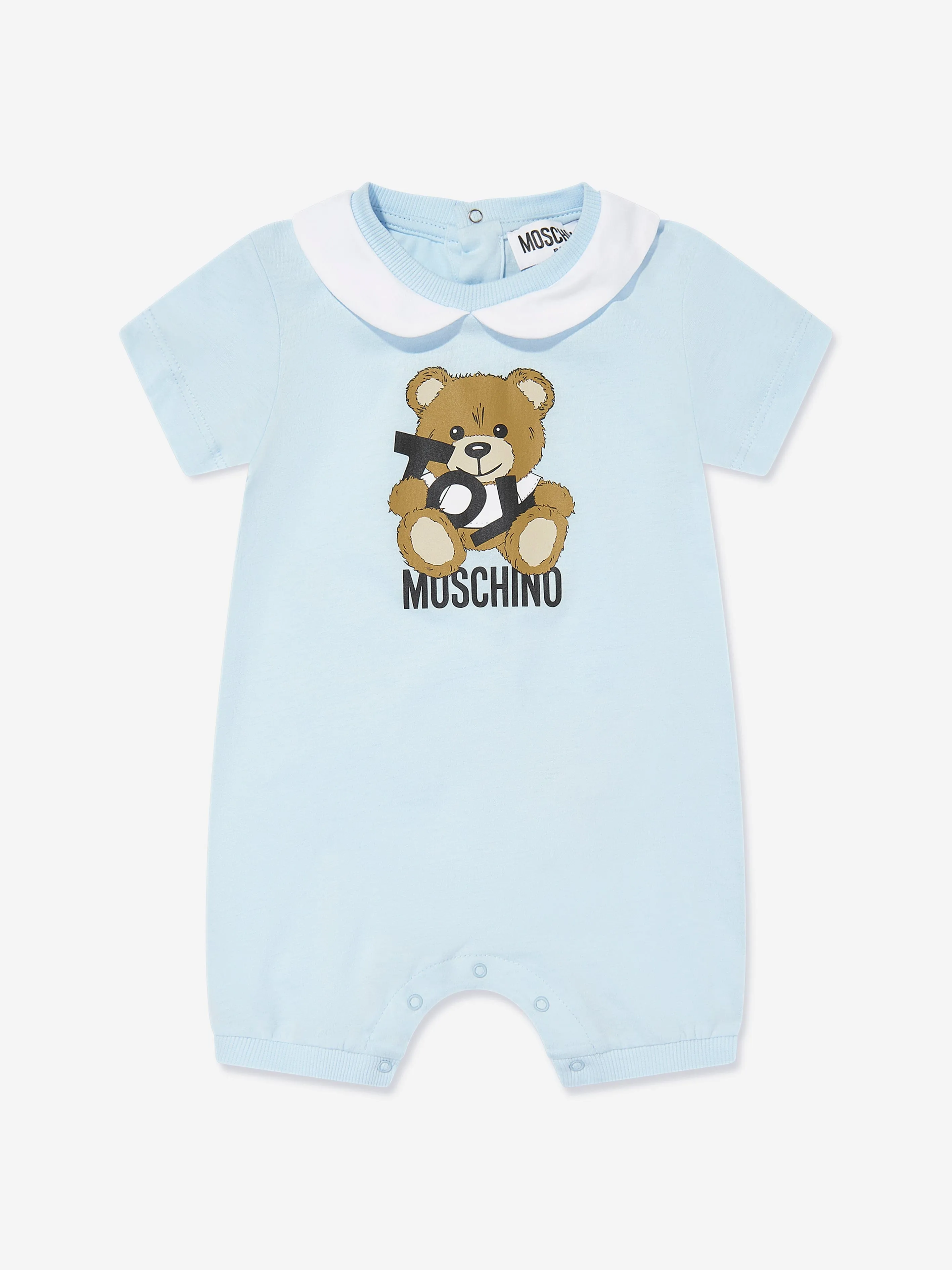 Baby Boys Teddy Bear Logo Romper in Blue