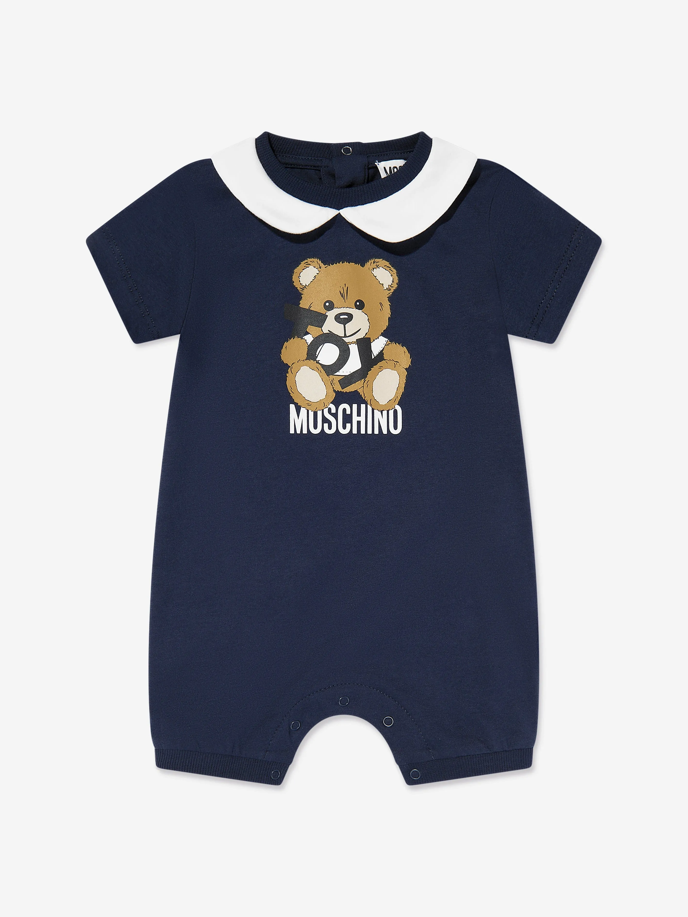 Baby Boys Teddy Bear Logo Romper in Navy