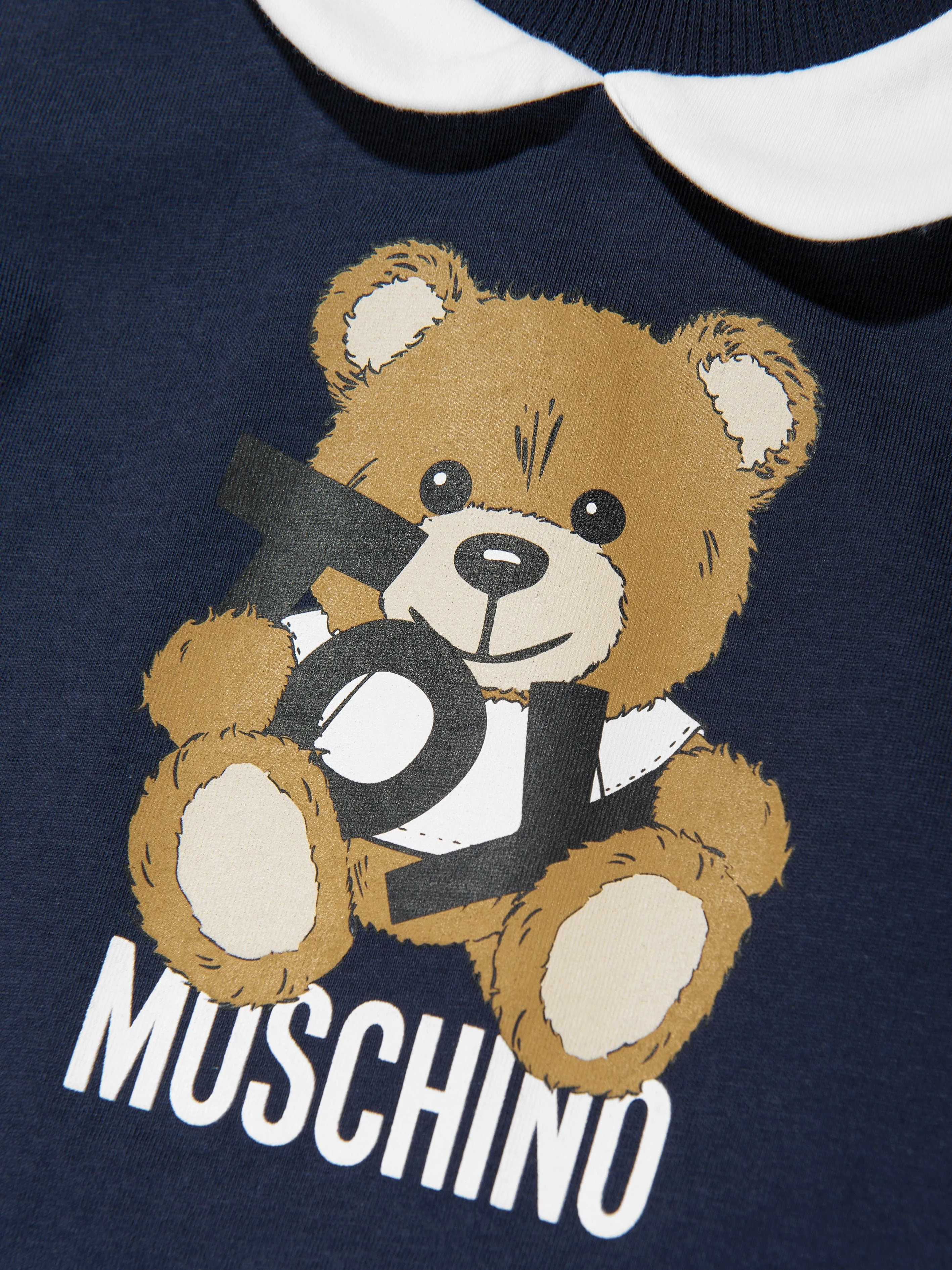 Baby Boys Teddy Bear Logo Romper in Navy