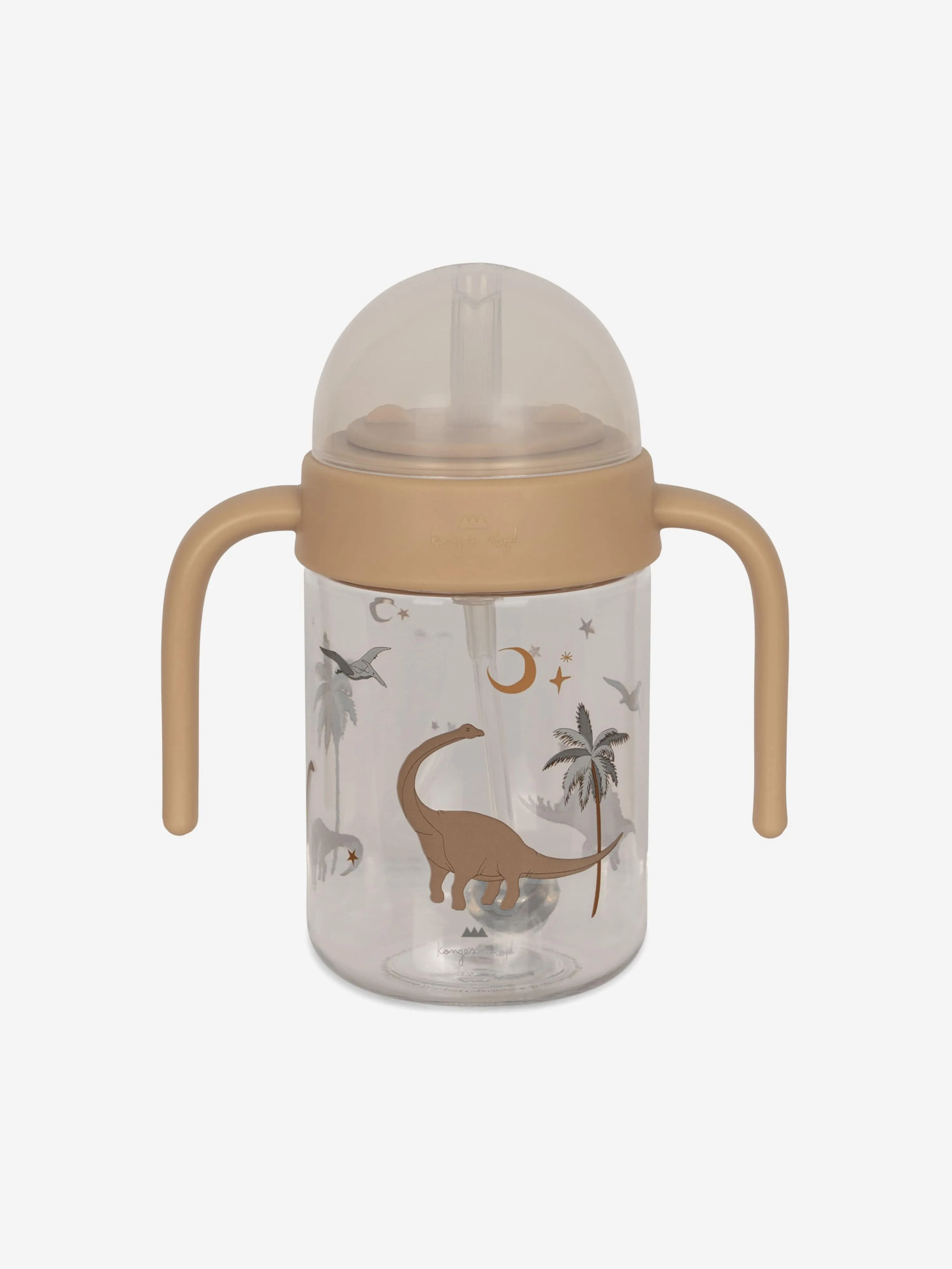 Baby Dino Bottle with Handle in Beige (15cm)