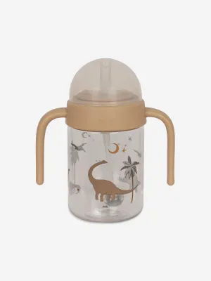 Baby Dino Bottle with Handle in Beige (15cm)