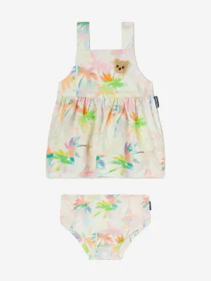 Baby Girls AOP Palms Strap Dress in Ivory