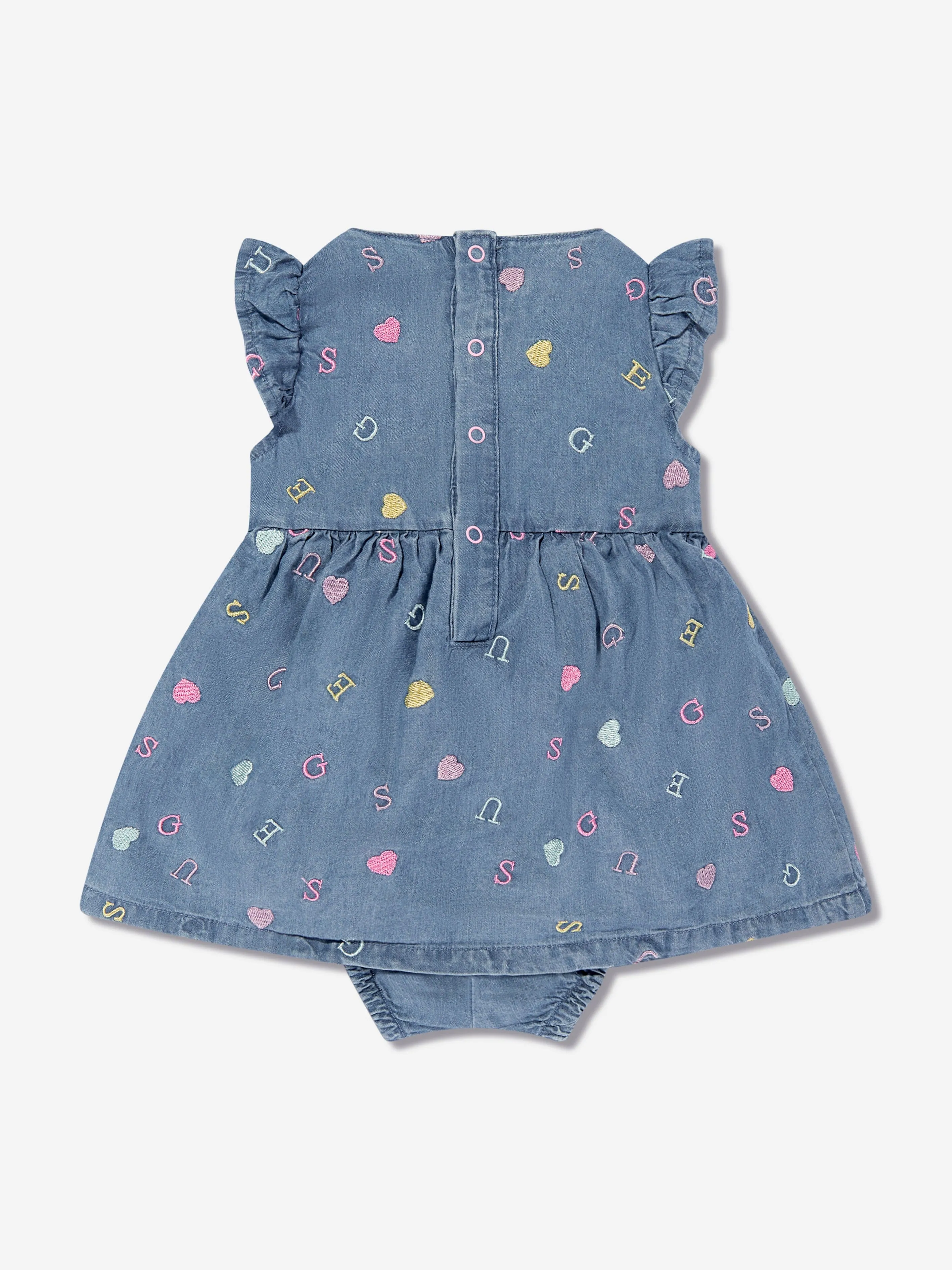 Baby Girls Chambray Bodysuit Dress in Blue