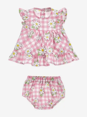 Baby Girls Daisy Dress and Bloomers Set in Pink