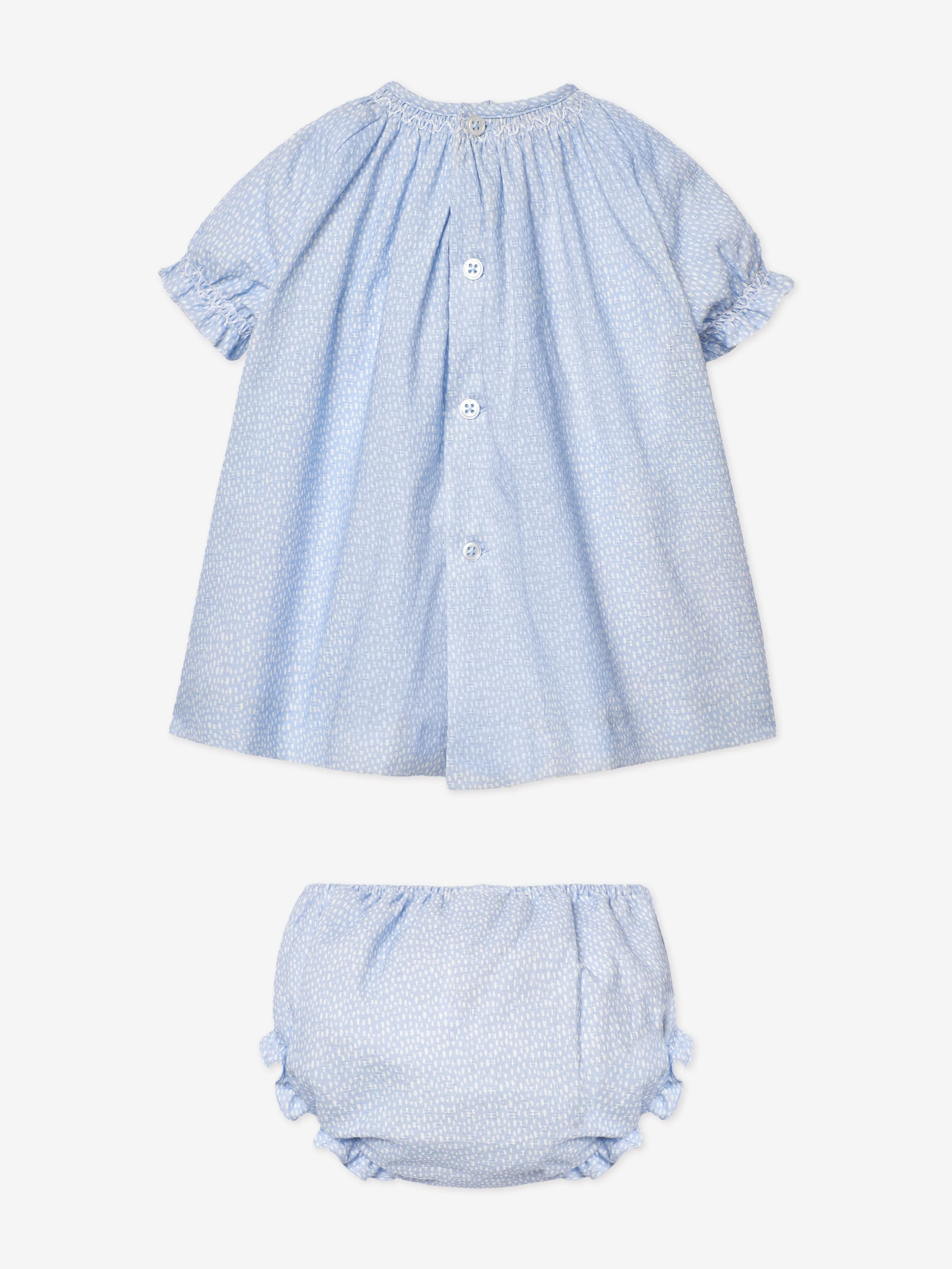 Baby Girls Dress and Bloomers Set in Blue