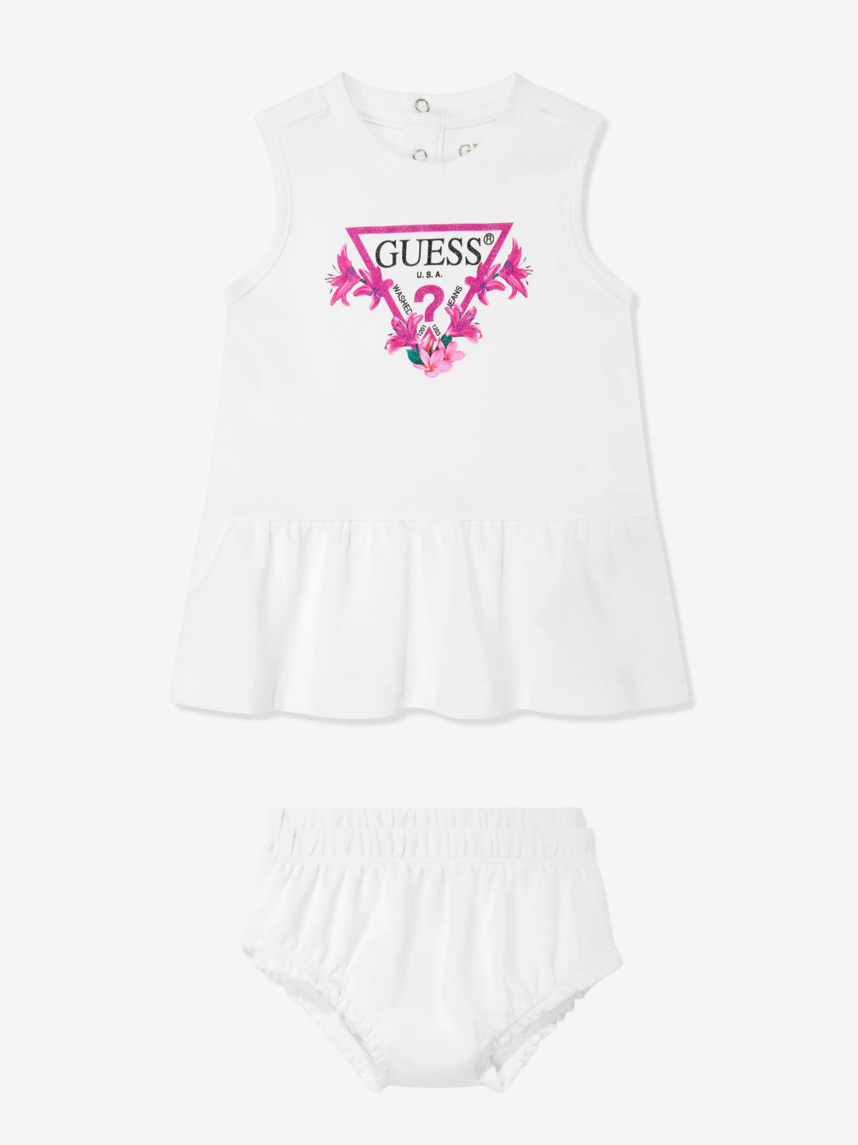 Baby Girls Dress with Knickers in White