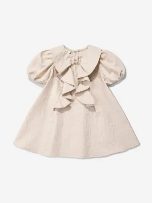 Baby Girls FF Jacquard Logo Dress in Beige