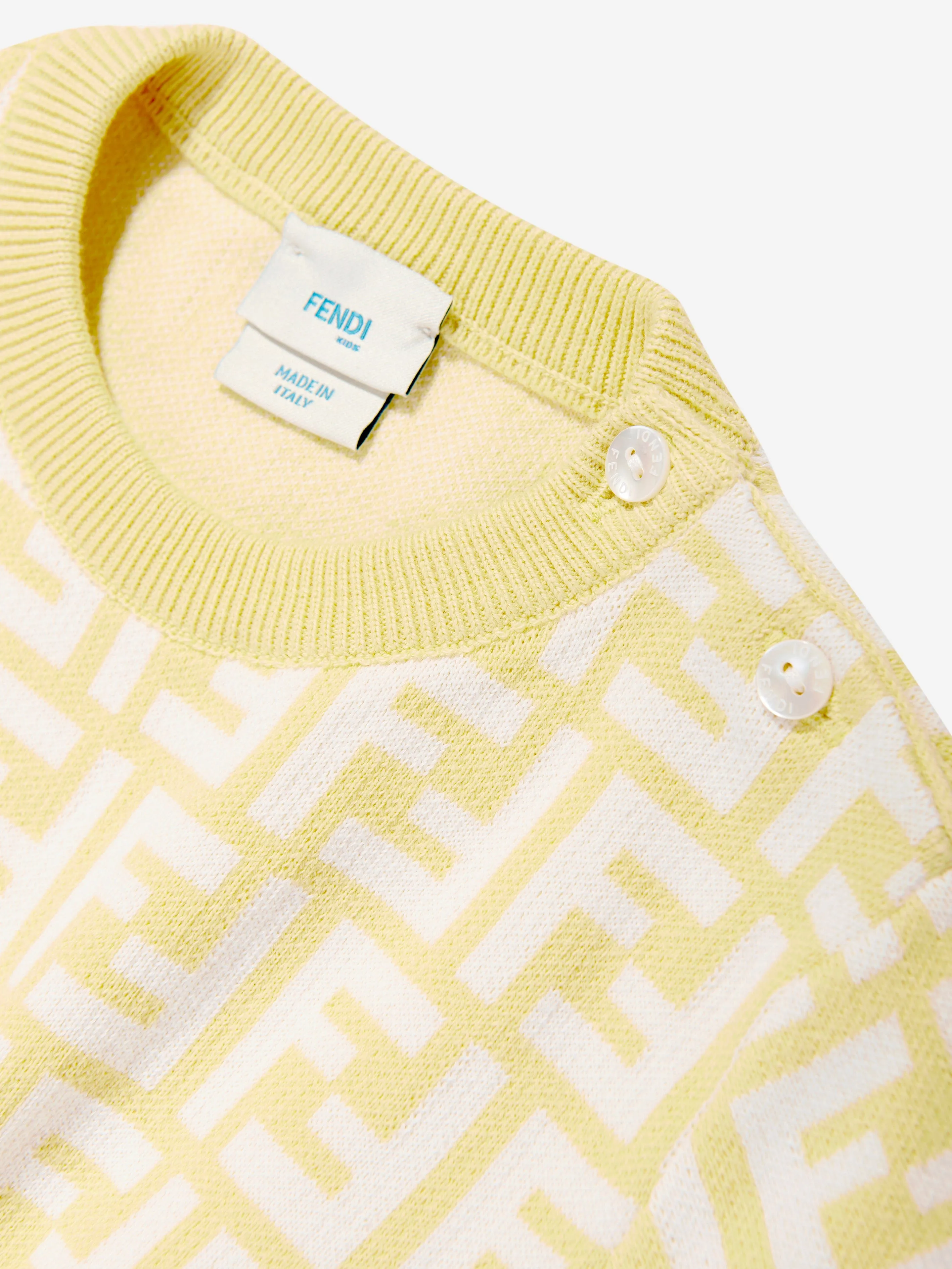 Baby Girls FF Logo Knit Dress in Yellow