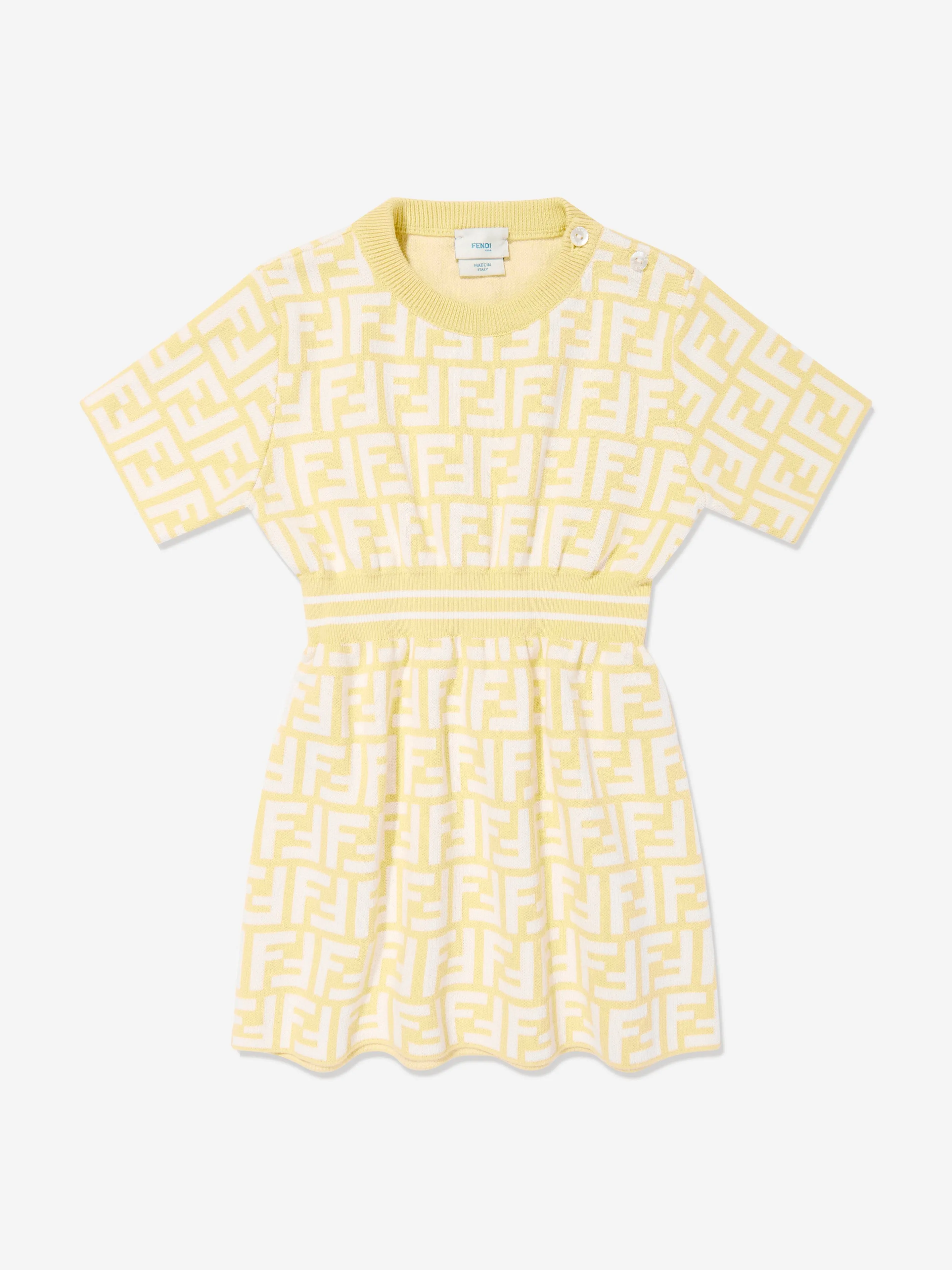 Baby Girls FF Logo Knit Dress in Yellow
