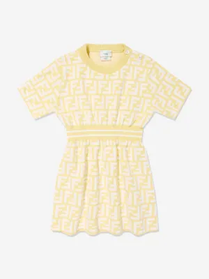 Baby Girls FF Logo Knit Dress in Yellow