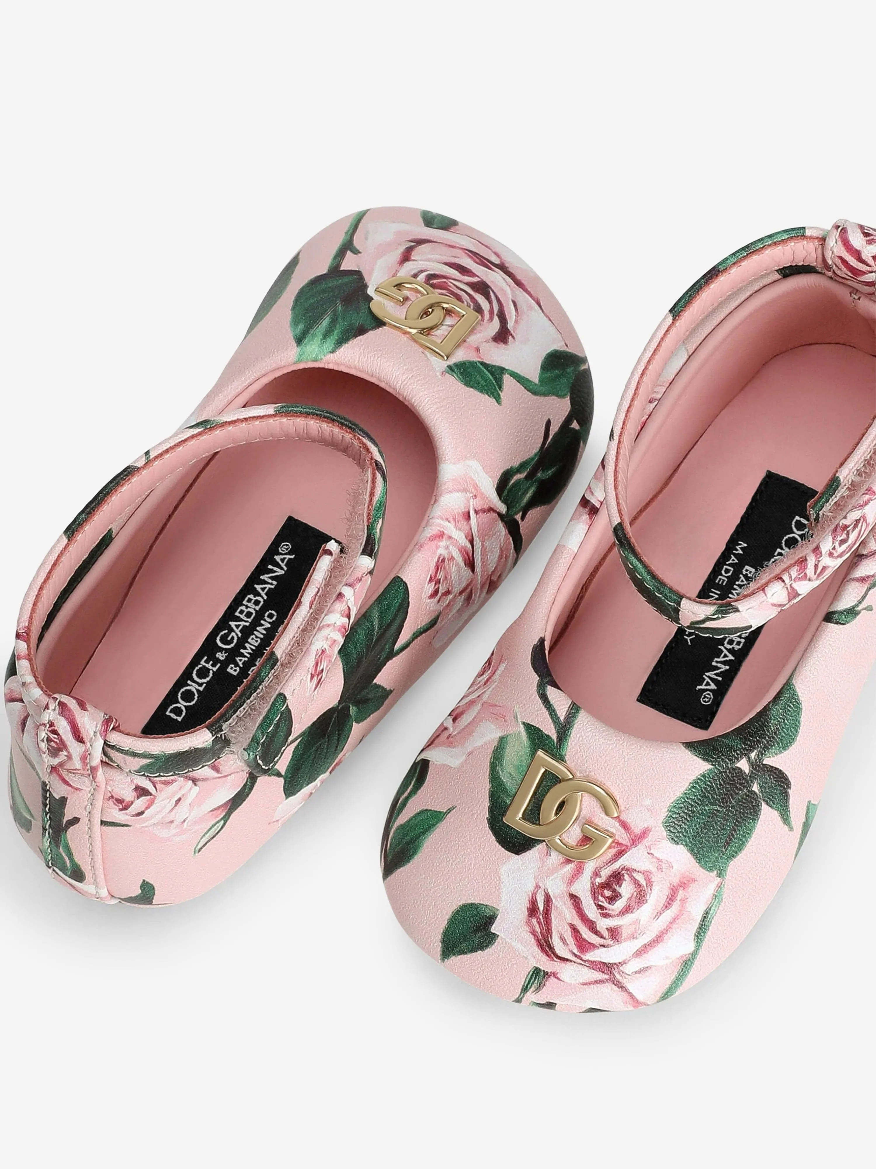 Baby Girls Leather Rose Pre-Walkers in Pink