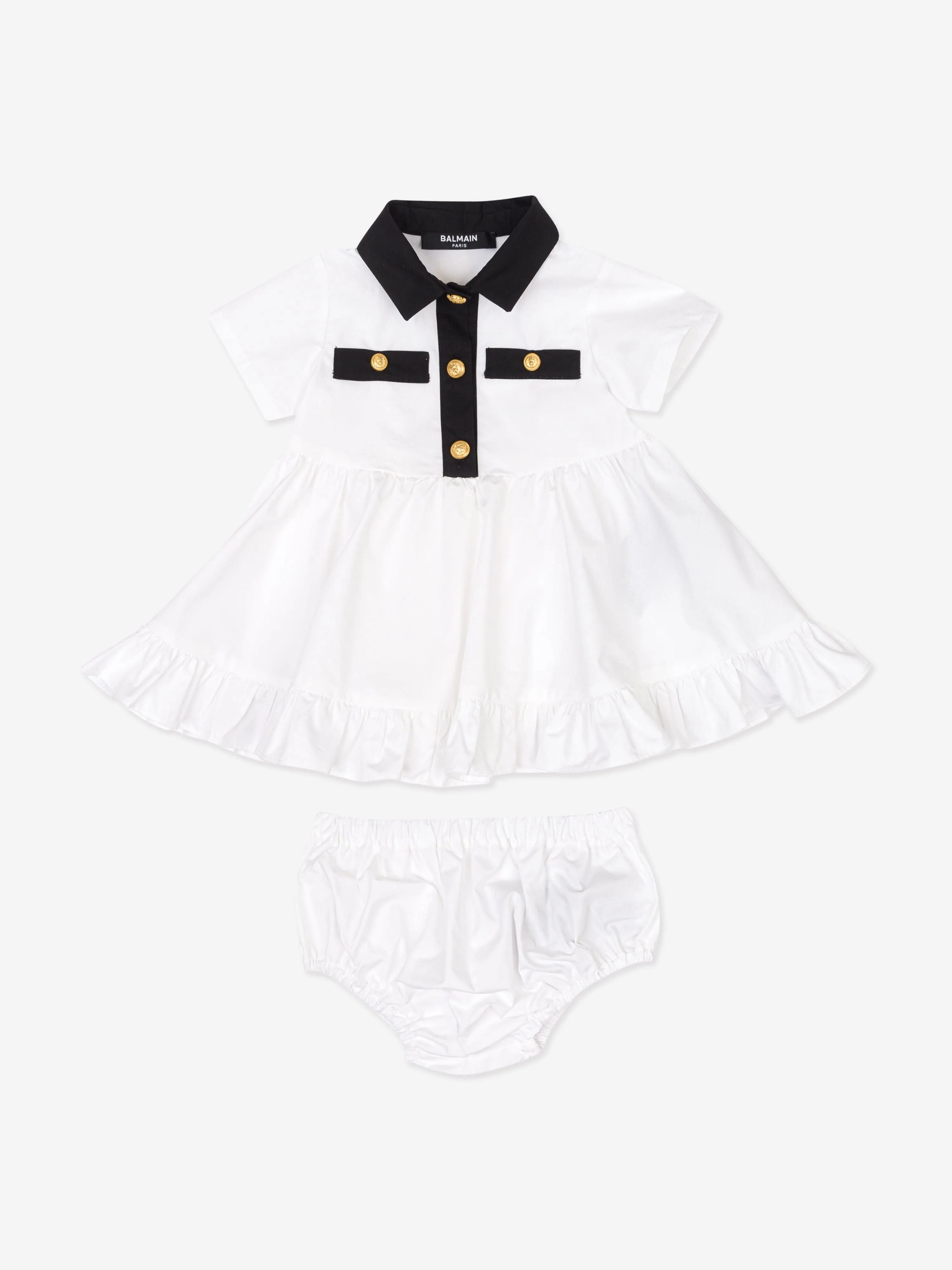 Baby Girls Polo Dress with Knickers in White