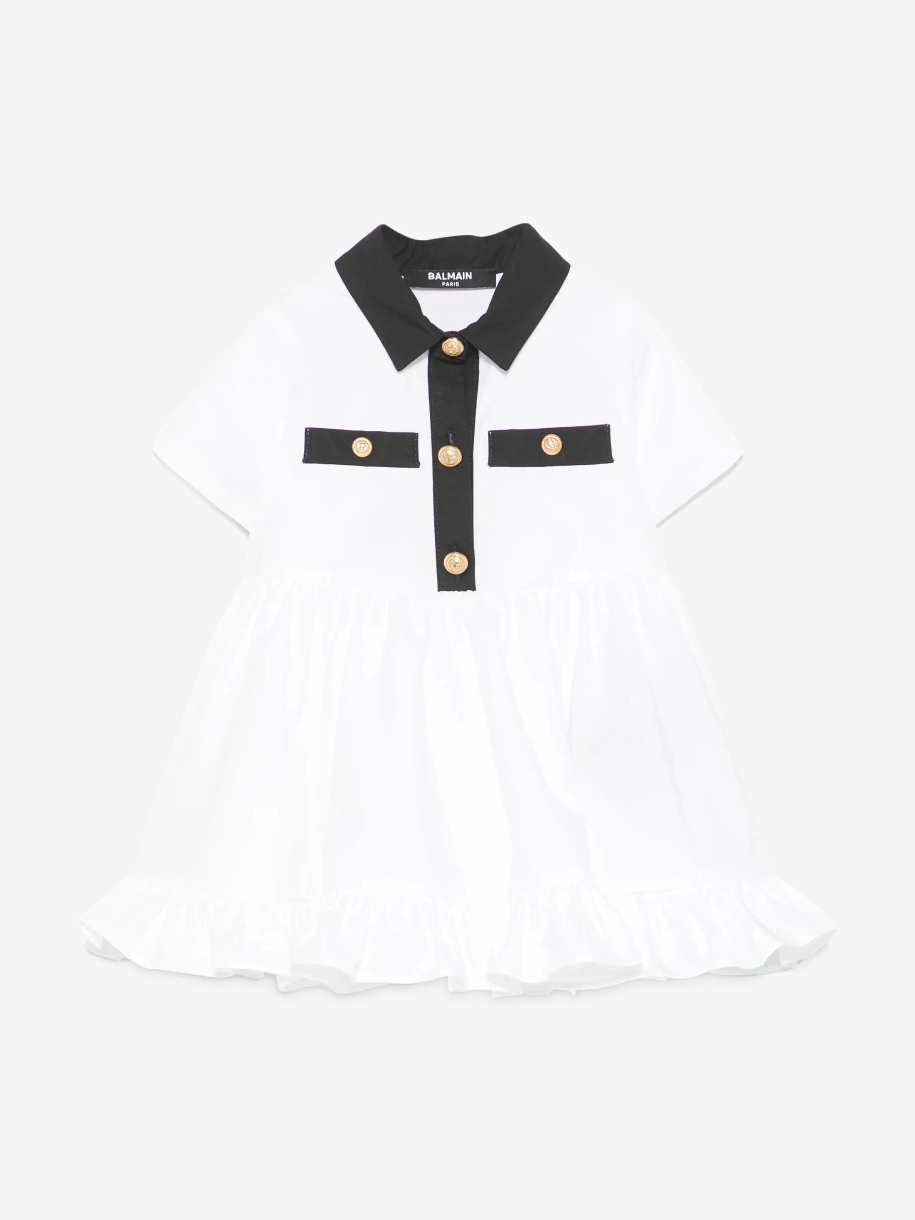 Baby Girls Polo Dress with Knickers in White
