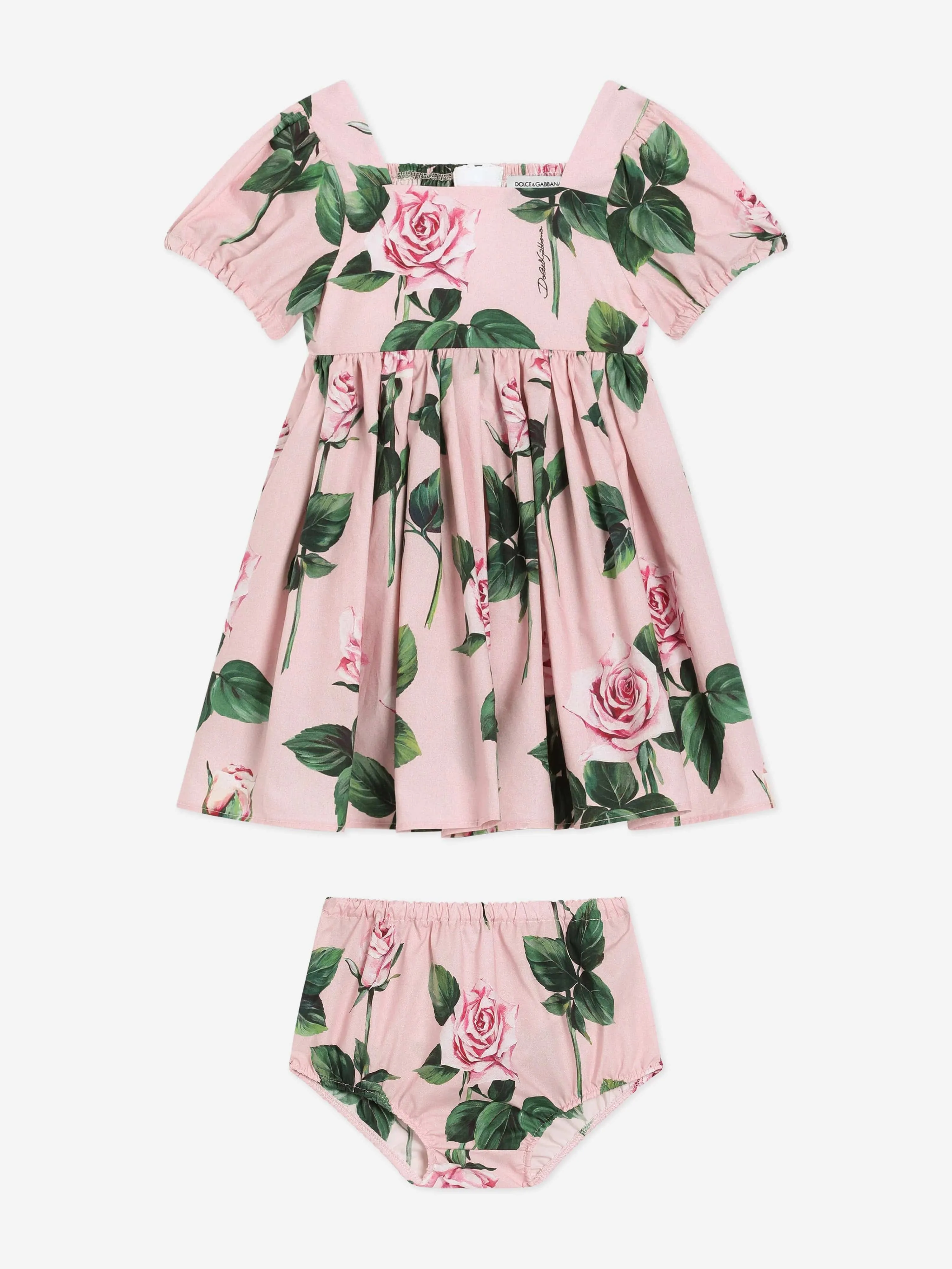 Baby Girls Rose Print Dress in Pink