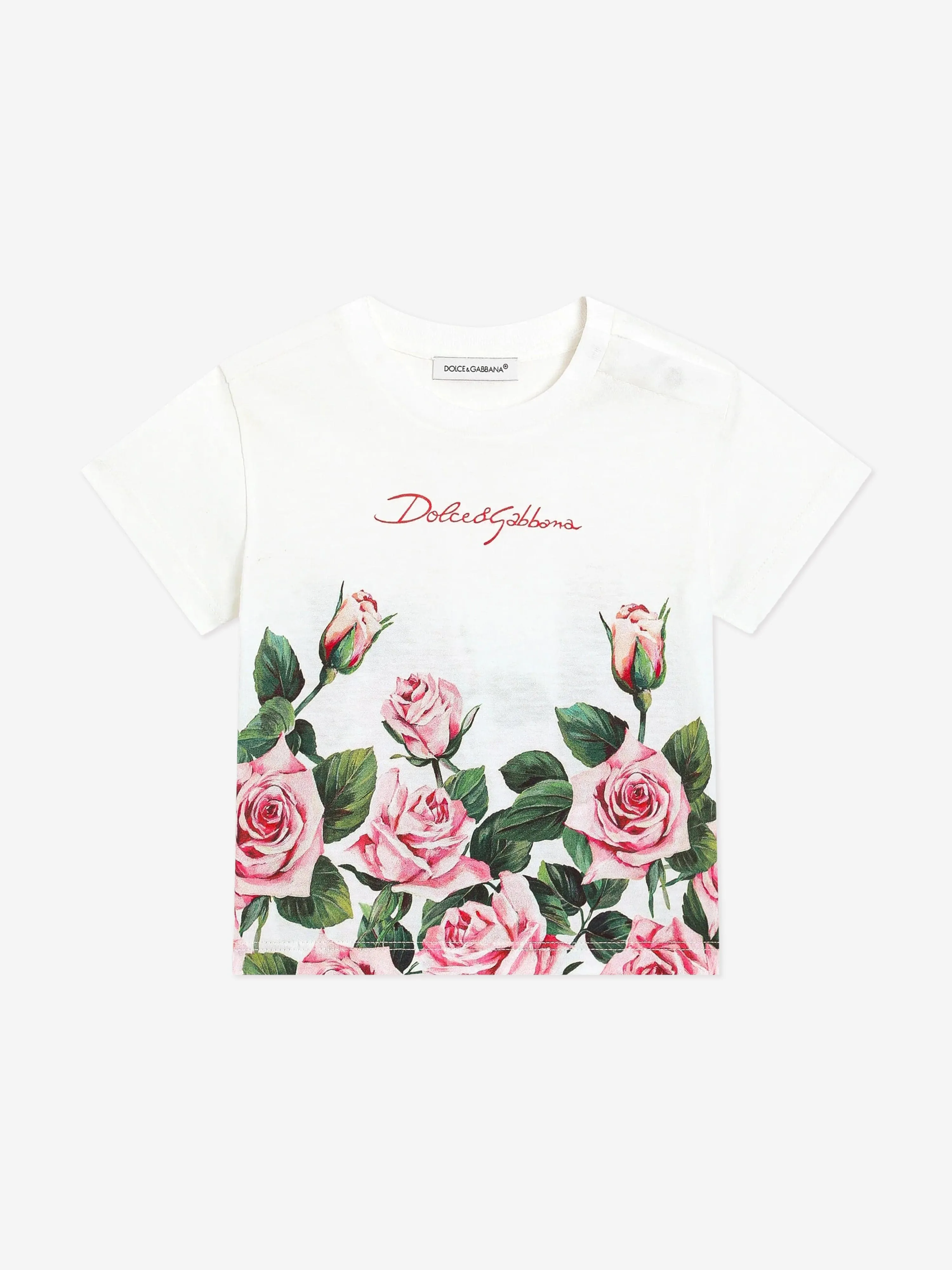 Baby Girls Rose Print T-Shirt in White