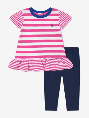 Baby Girls T-Shirt and Leggings Set in Pink