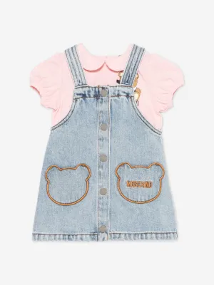 Baby Girls Teddy Bear Dress Set in Pink