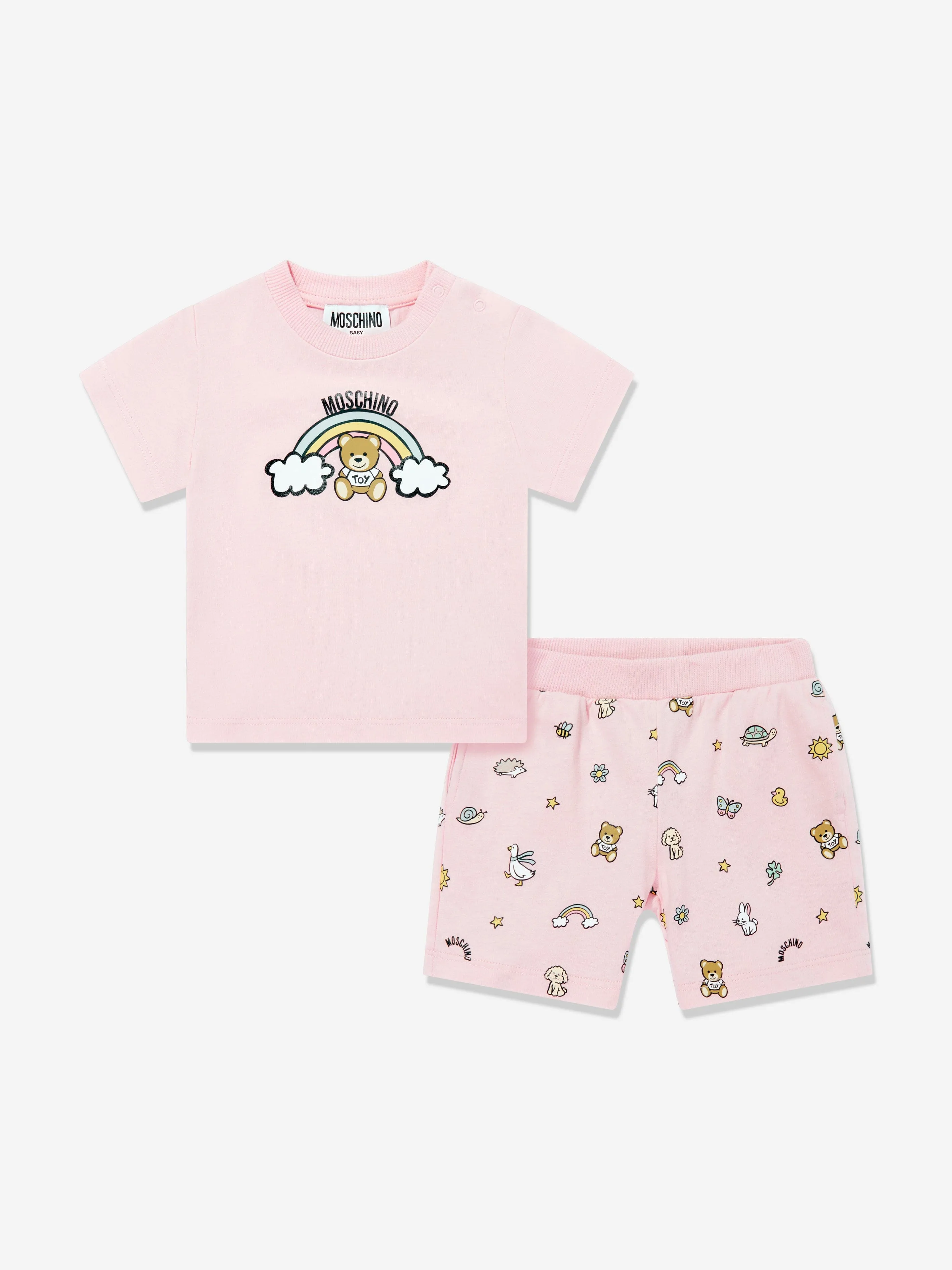 Baby Girls Teddy Bear Short Set in Pink