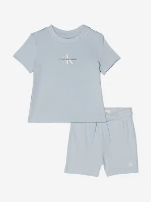 Baby Monogram Logo Short Set in Blue
