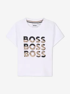 BOSS Baby Boys Multi Logo Print T-Shirt in White