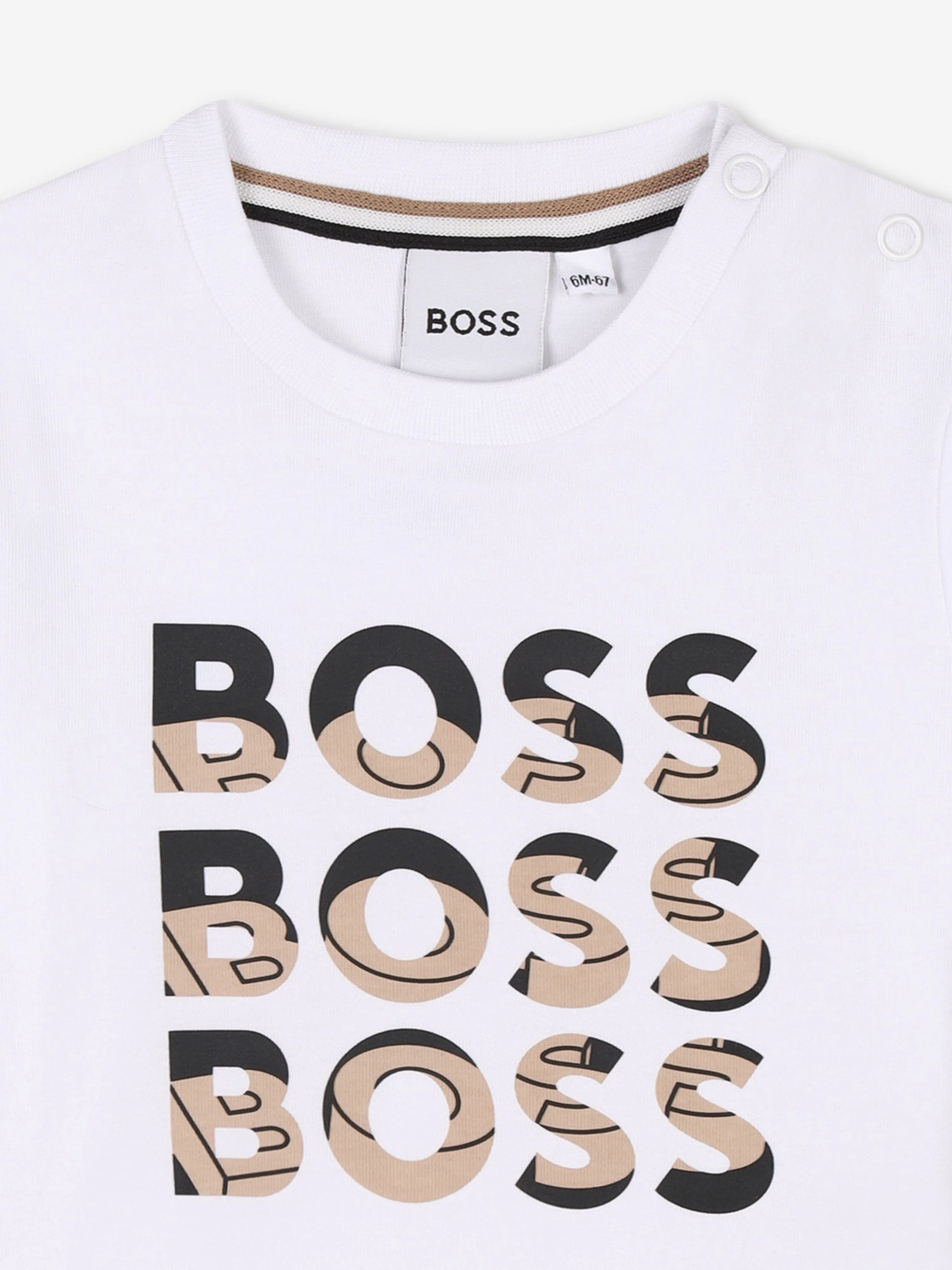 BOSS Baby Boys Multi Logo Print T-Shirt in White