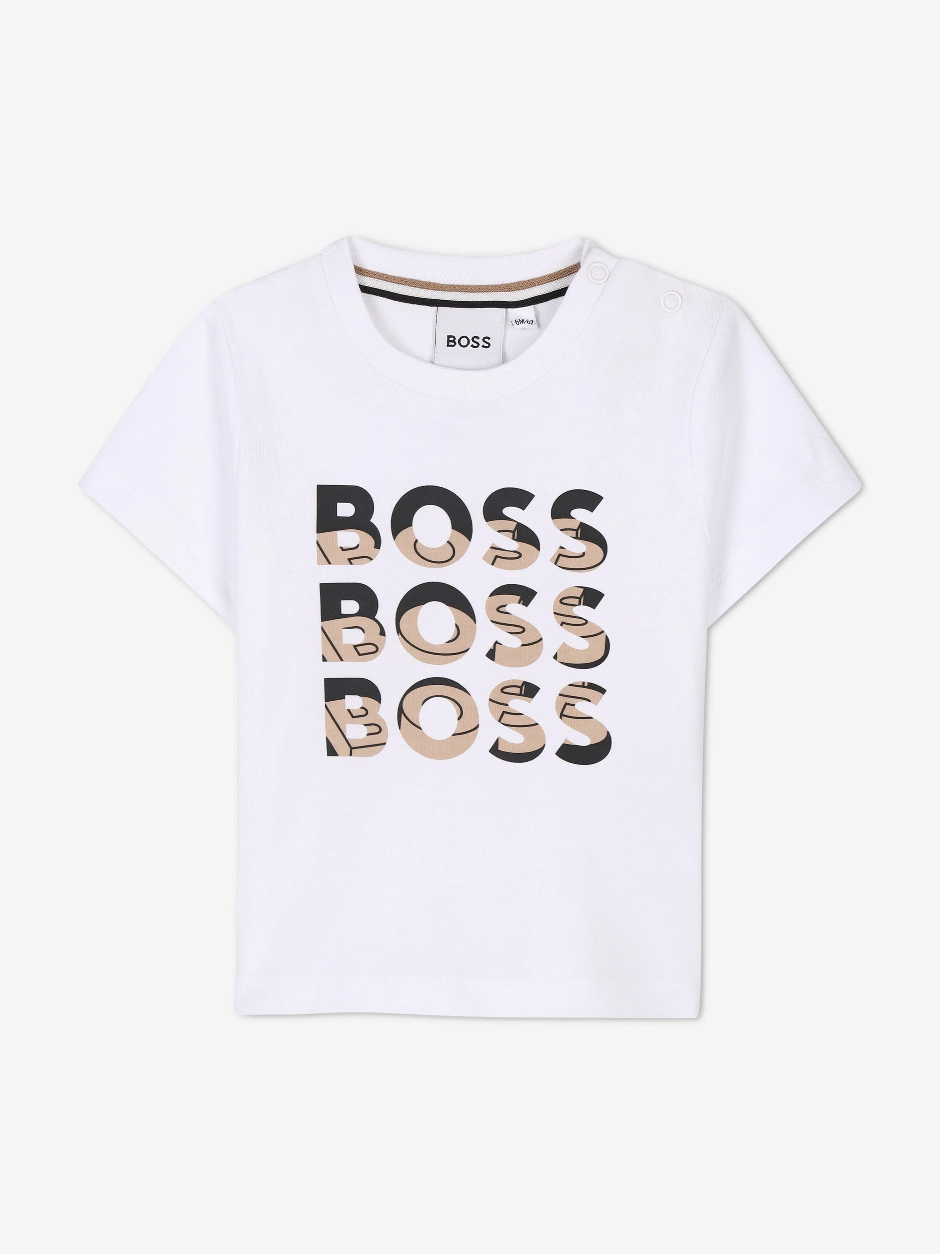 BOSS Baby Boys Multi Logo Print T-Shirt in White