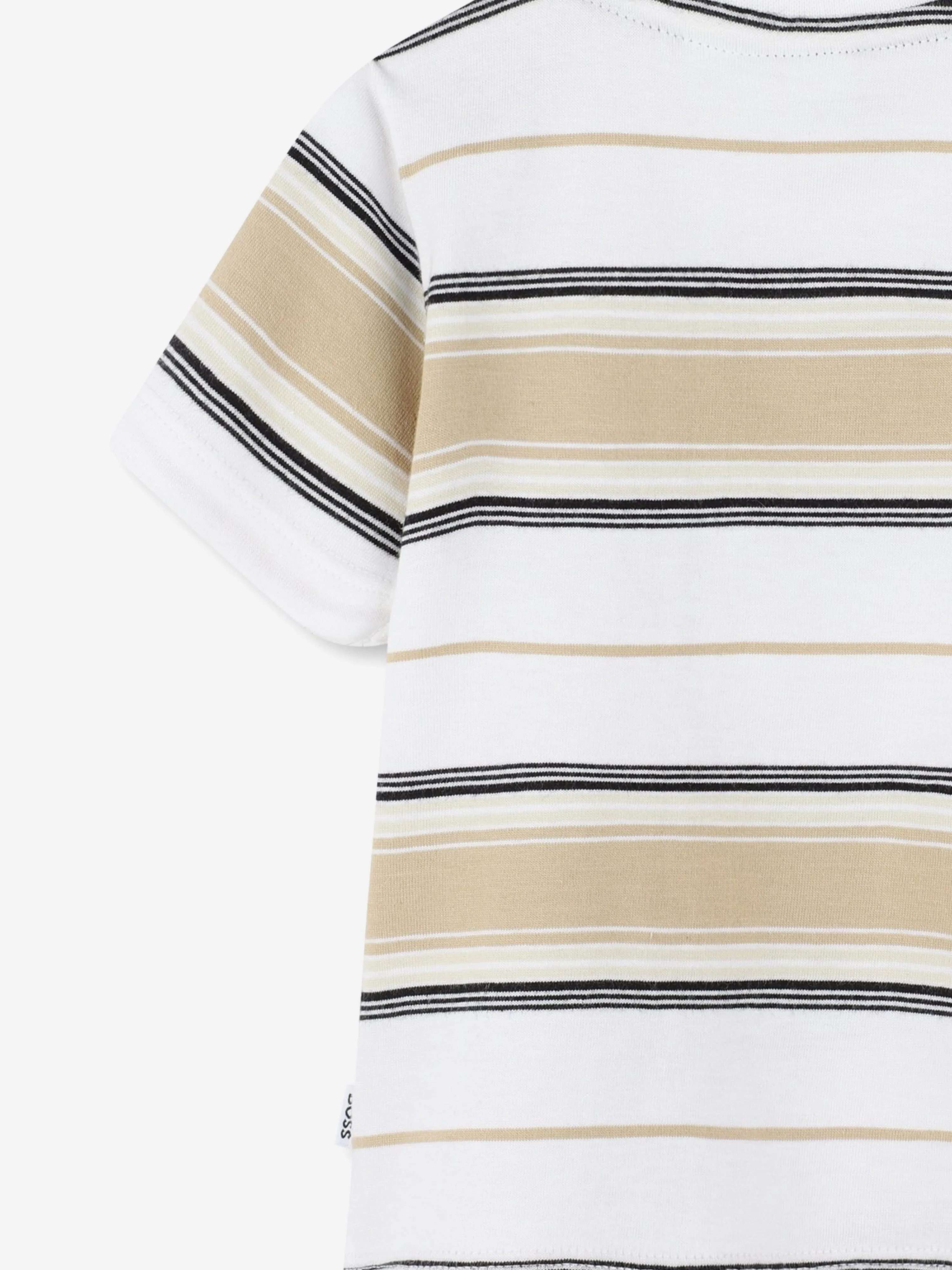 BOSS Baby Boys Striped Logo T-Shirt in Beige