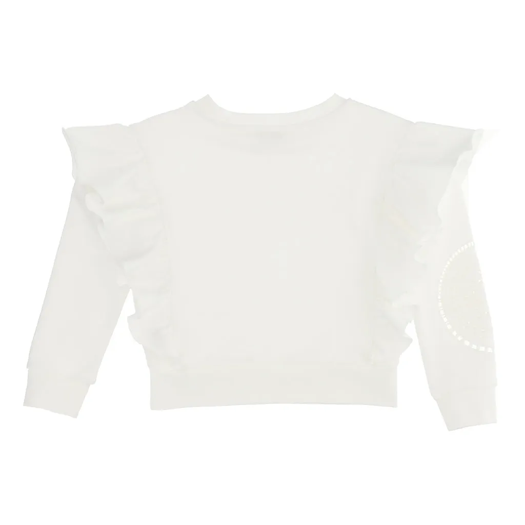 Cream Lace Ruffle Sweatshirt