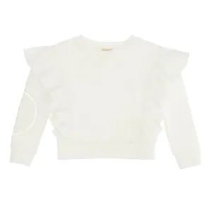 Cream Lace Ruffle Sweatshirt