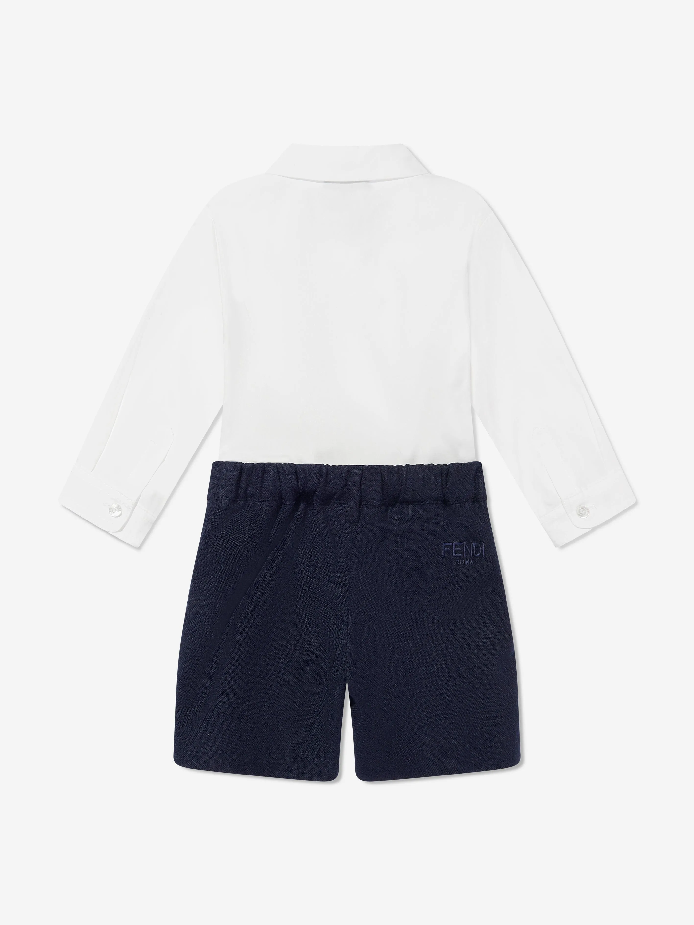 Fendi Baby Boys Short Poplin Romper in Navy