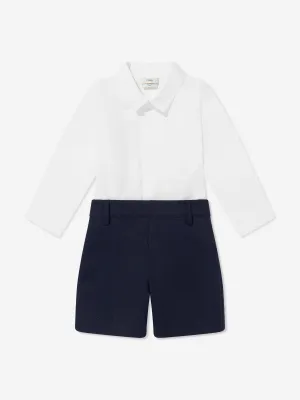 Fendi Baby Boys Short Poplin Romper in Navy