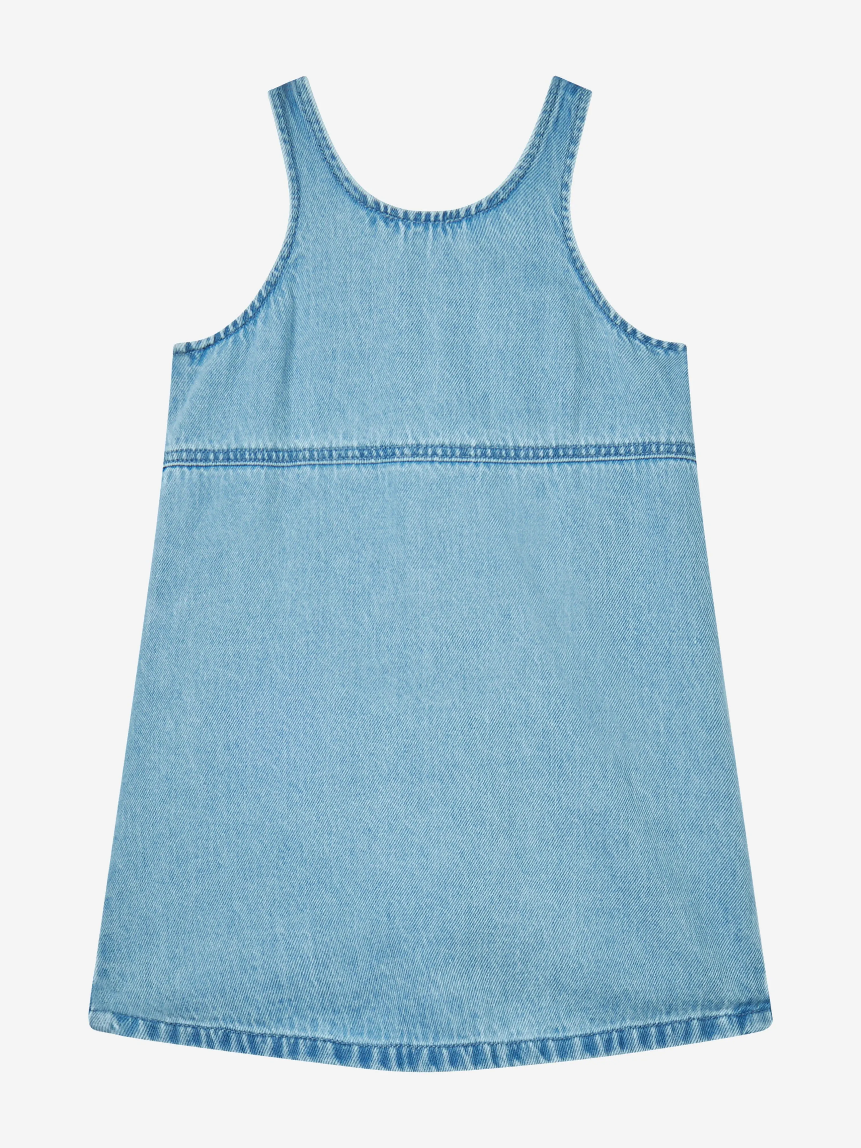 Girls Chambray Jewelled Dress in Blue