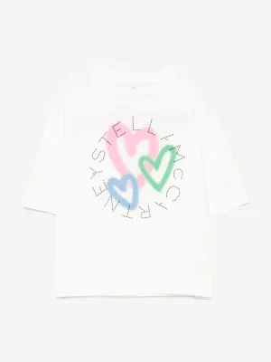 Girls Heart Logo Cropped T-Shirt in Ivory