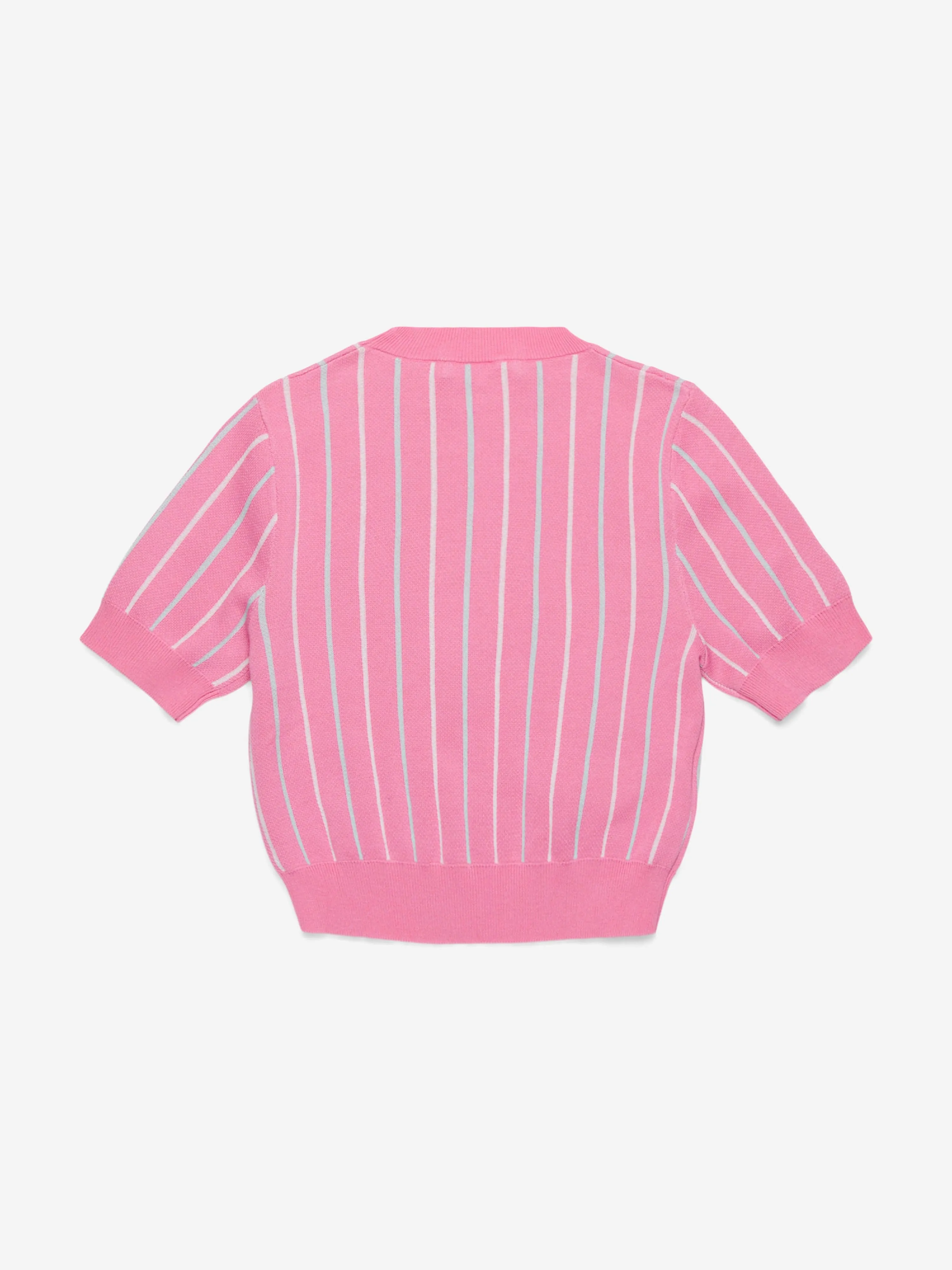 Girls Jacquard Stripe Knitted Jumper in Pink