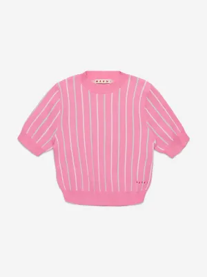 Girls Jacquard Stripe Knitted Jumper in Pink
